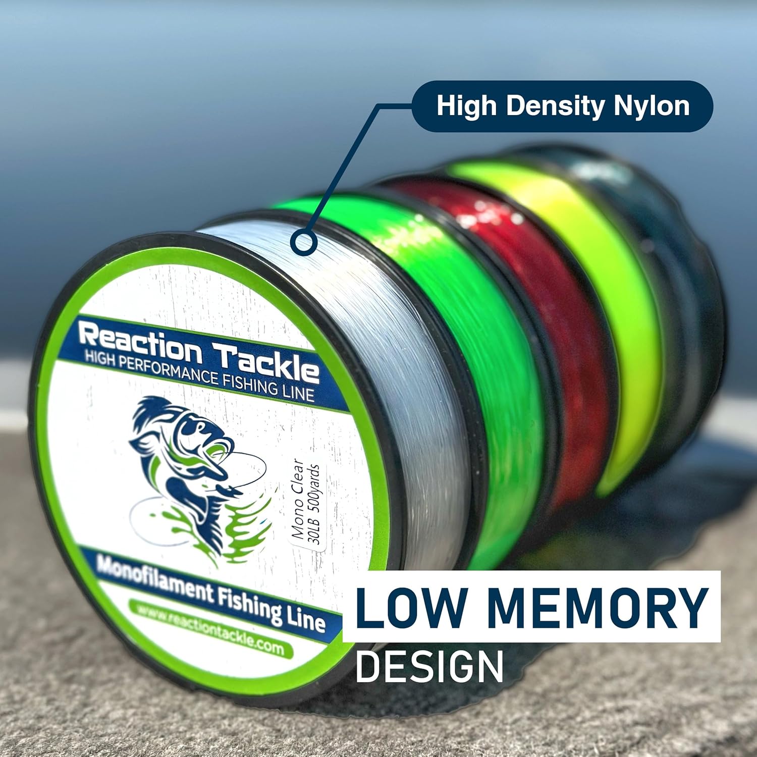 Reaction Tackle Monofilament Fishing Line- Strong and Abrasion-Resistant Nylon Mono, Smooth and Long Casting - Low Memory- Freshwater and Saltwater Fishing Monofilament Line