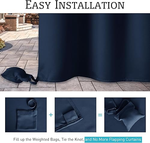 Miniatura 5 de RYB HOME Cortinas de exterior para patio, resistentes al viento, con bolsas pesadas, cortinas opacas impermeables para pantalla de estar exterior,