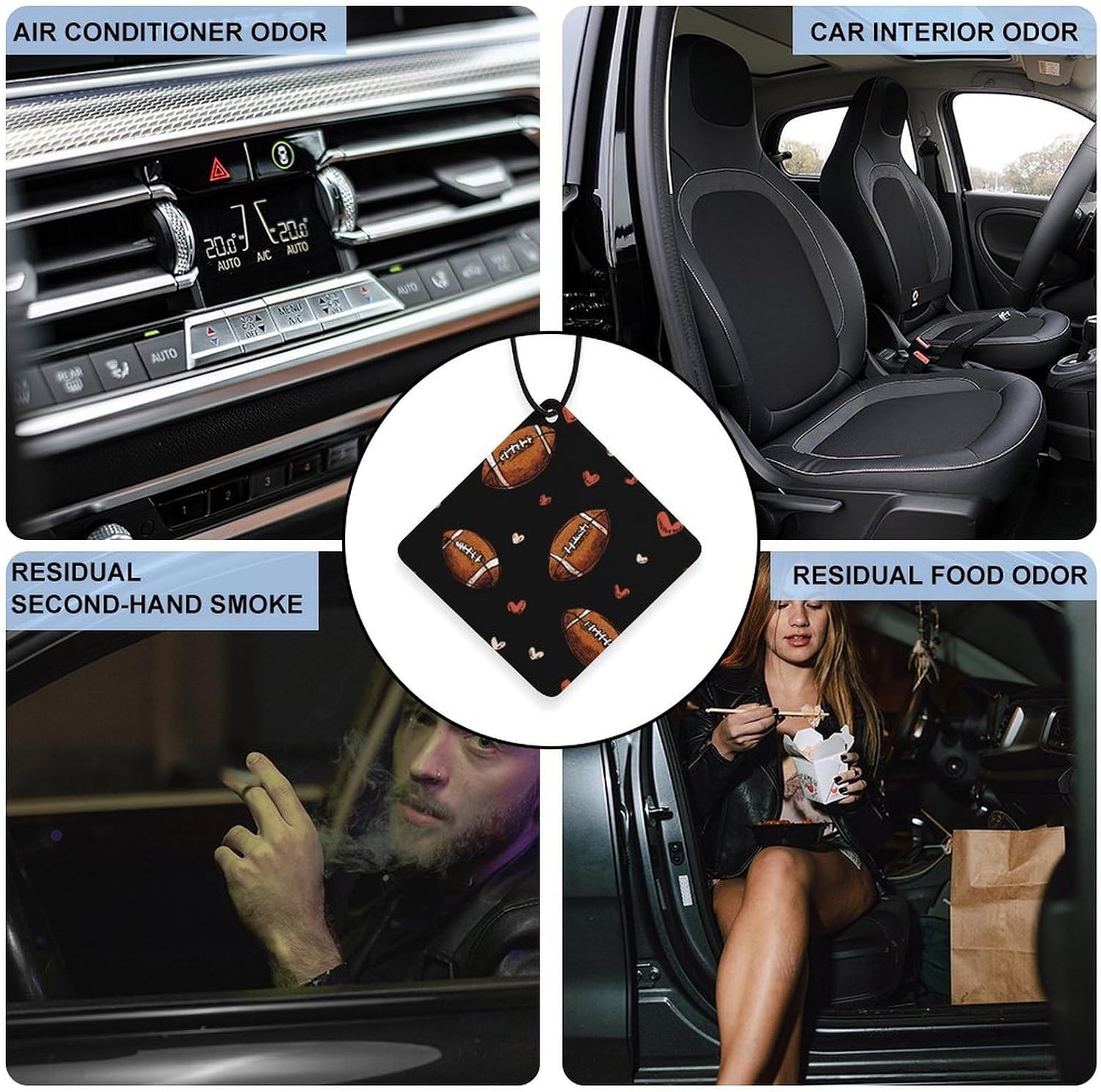 Football Rugby Ball Sports Car Air Freshener Cute Hanging Aromatherapy Tablets for Car Home Rhombus