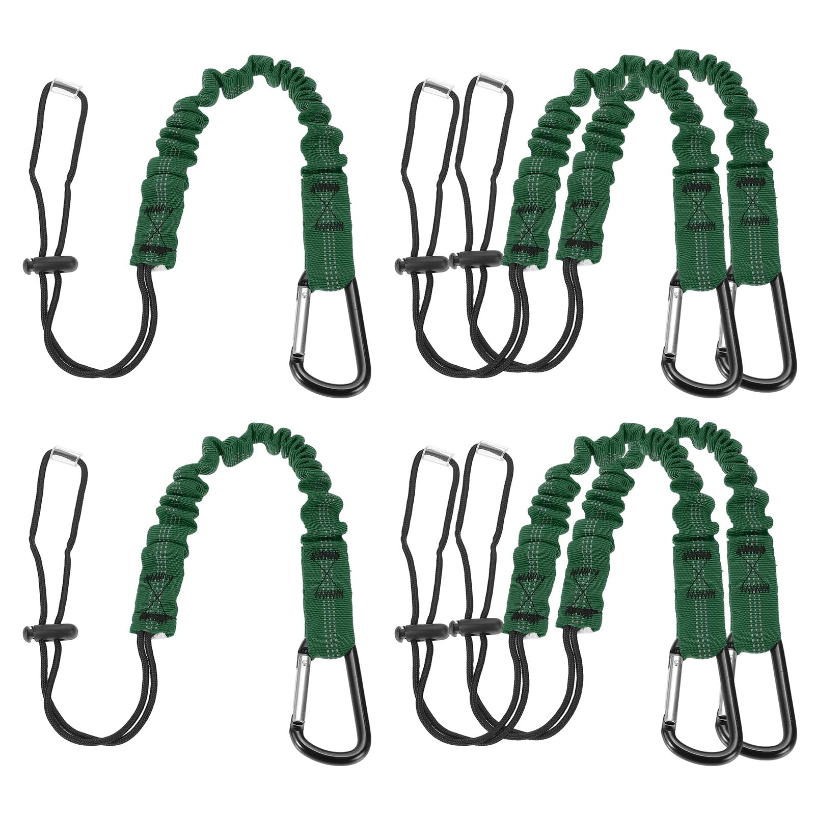 sourcing map Retractable Tool Lanyard 2ft with Single Aluminum Buckle and Adjustable Loop End, Maximum Weight Limit 10KG / 22lb, Safety Fall Protection Tools Leash, Dark Green 6 Pack