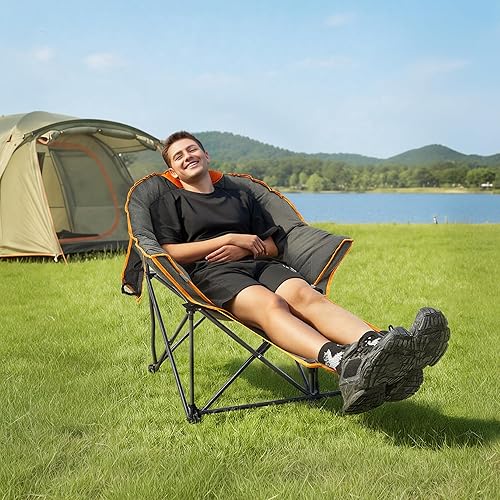 Miniatura 2 de OUTDOOR LIVING SUNTIME Silla de campamento cómoda acolchada de gran tamaño con reposapiés extraíble, capacidad de peso de 250 libras, silla plegable