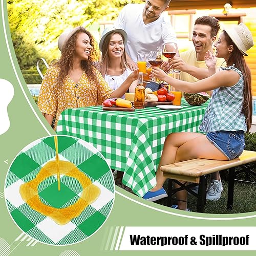 Vista 207 de misaya Paquete de 4 manteles desechables de búfalo, mantel de plástico impermeable de 54 x 108 pulgadas, manteles rectangulares a cuadros caqui