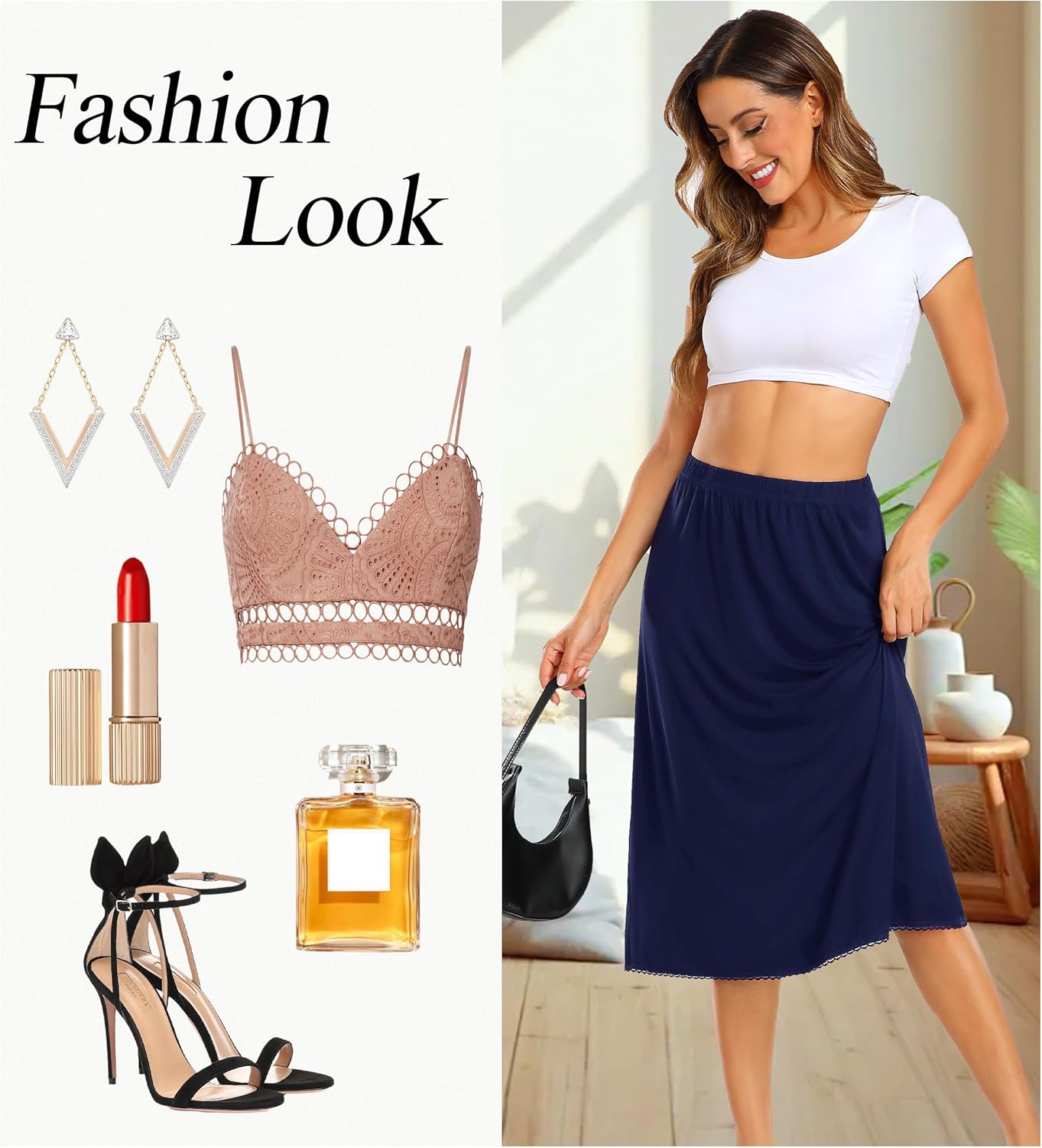 Vlazom Half Slips for Women Under Dress Long Half Slip Under Skirt with Lace Trim Size S-XXL - Image 5