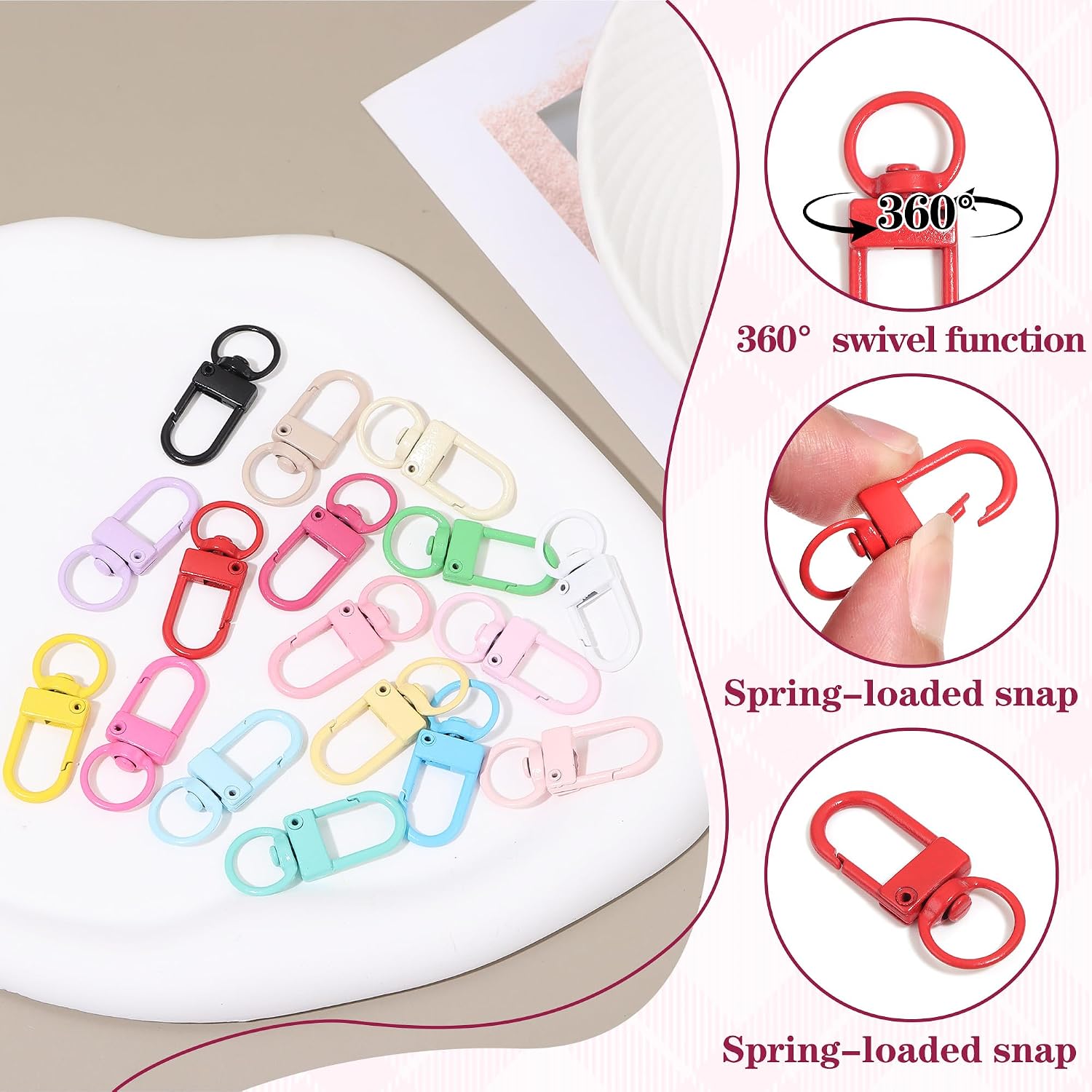 Forise 30Pcs Keychain Clip Swivel Keychain Clasps,Swivel Hooks for Bags image 3