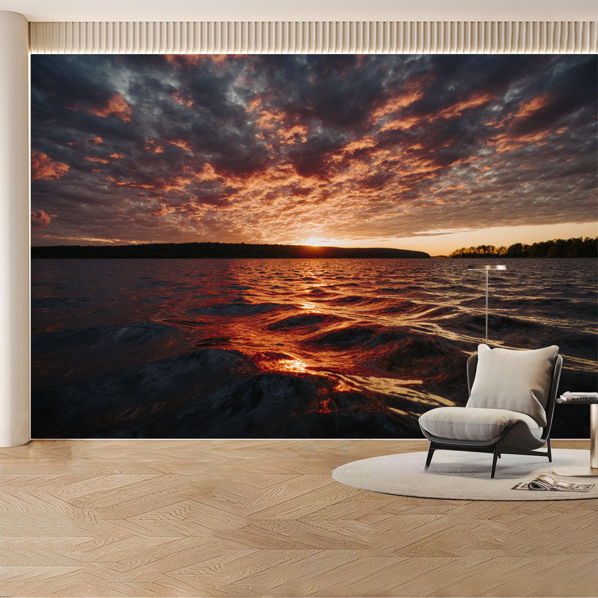 Custom Wall Mural Wallpaper Ocean Sunset， Landscape Nature Large Wall Art， Tropical Misty Removable SelfAdhesive Large Photo for Living Room， Bedroom， Office
