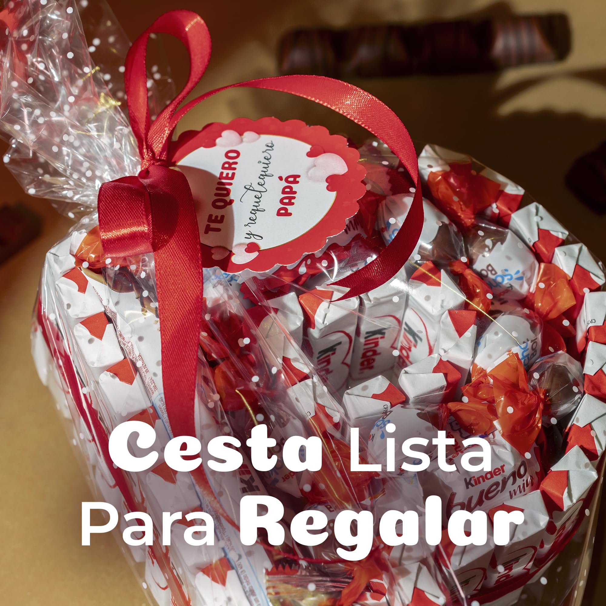 Onza Regalo dia del padre Original - Cesta Chocolates Kinder ''P'' de Papá - Kinder Bueno Pack para regalar: Kinder Chocolate, Happy Hippo, Cards, Schokobons - Regalos originales para hombre