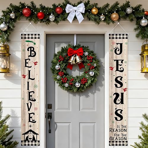 Christmas Decorations Jesus Porch Door Banner Sign,Jesus Is the Reason