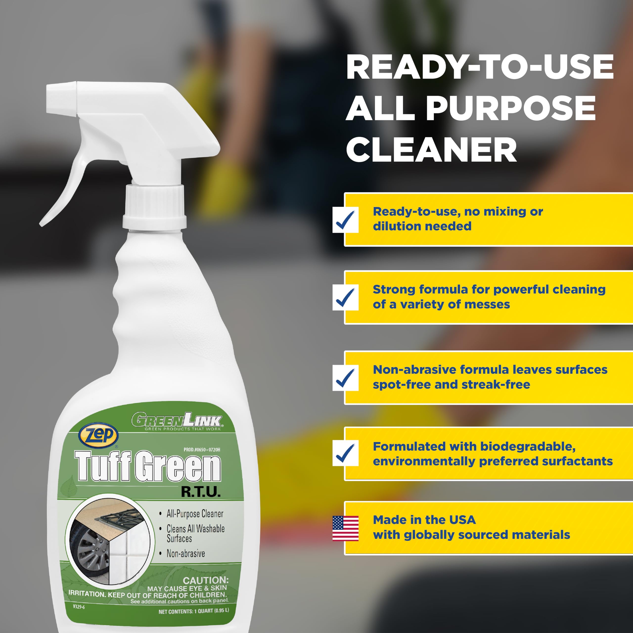 Amazon.com: Zep Tuff Green RTU All-Purpose Cleaner - 32 oz (Case