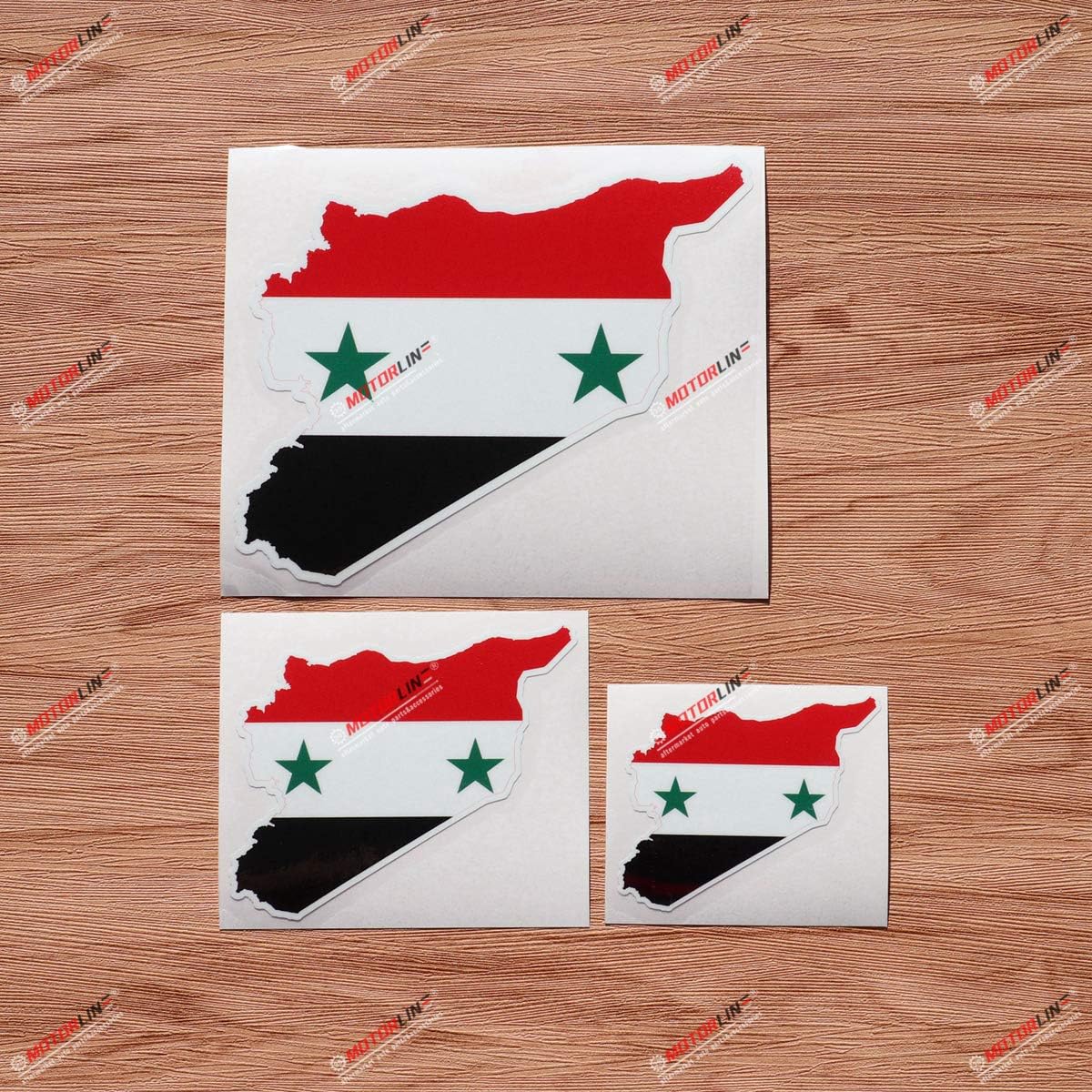 Syria Syrian Map Flag Outline Vinyl Decal Sticker - 3 Pack Glossy, 3 Inches, 4 Inches, 6 Inches