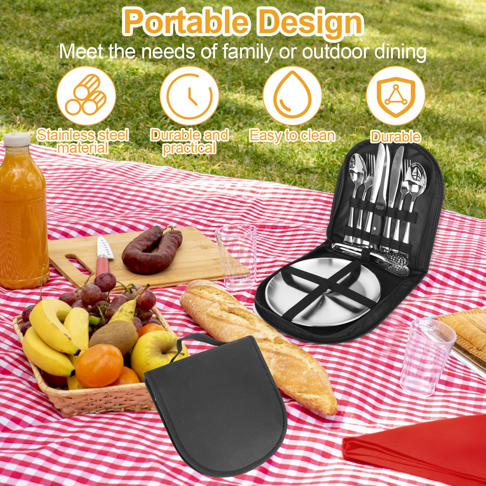 Camping Geschirr Set Für 2 Personen - 10-teiliges Edelstahl Set Mit Tragetasche Für Outdoor Abenteuer