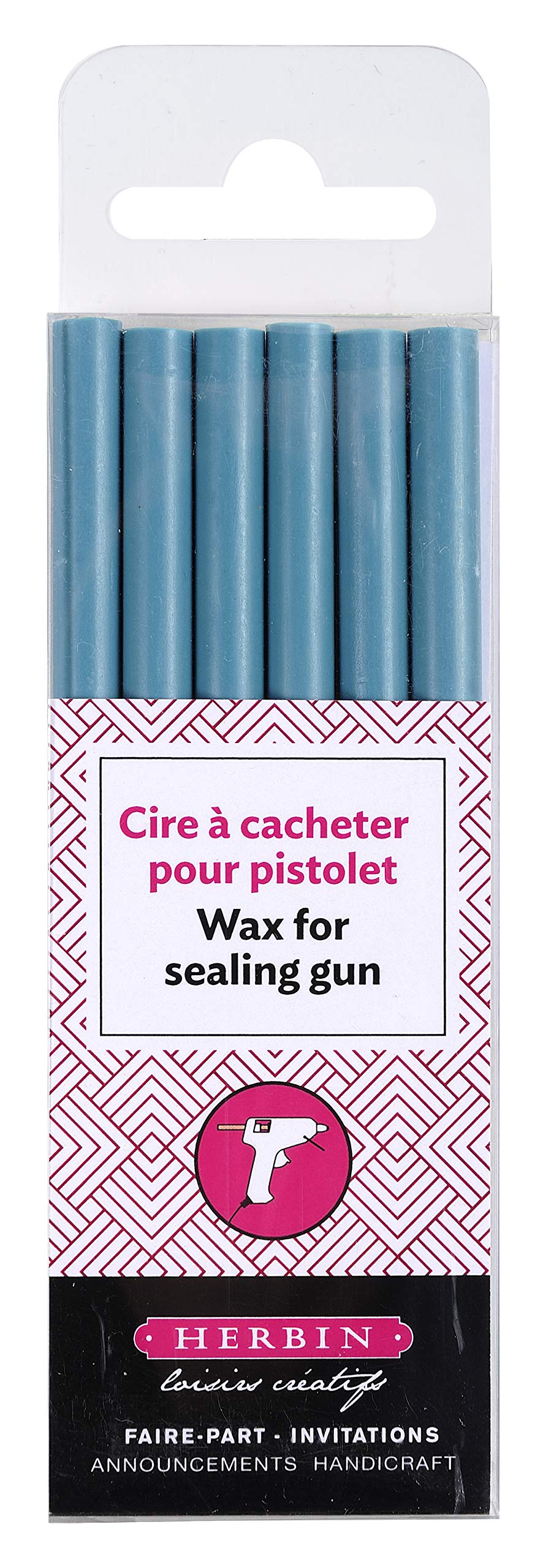 Jacques Herbin 35812T, Pack of 6 special sealing wax sticks, Made for wax guns, Blue Colour, Manufactured in France