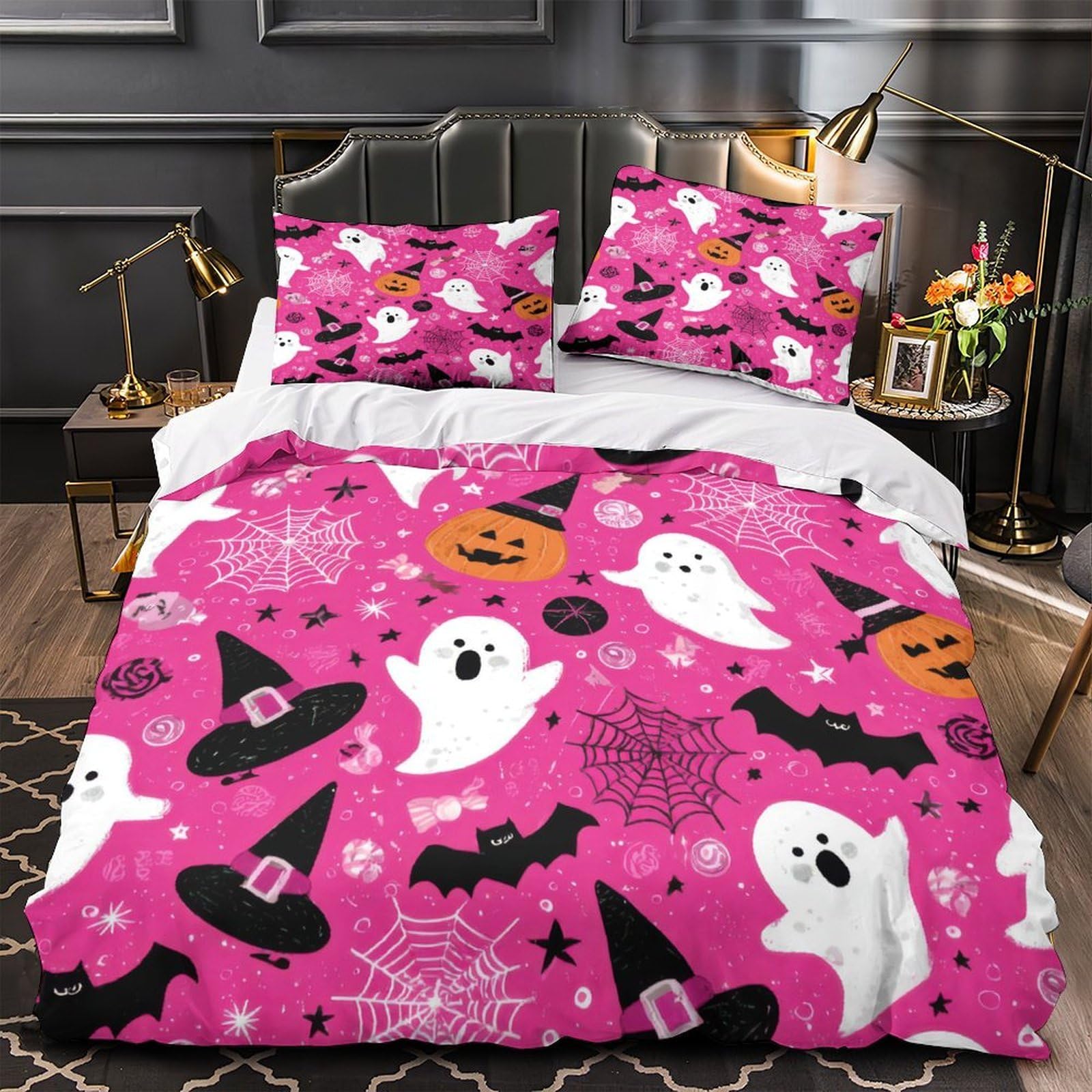 MMDASBVPE Halloween Decor Quilt Cover 3D Design Printed Hotel Quality 3-Piece Bedding Set Zipper Comforter Cover Ultra Soft Hypoallergenic for Teens Adults Women Kids Girls Boys Double（200x200cm）