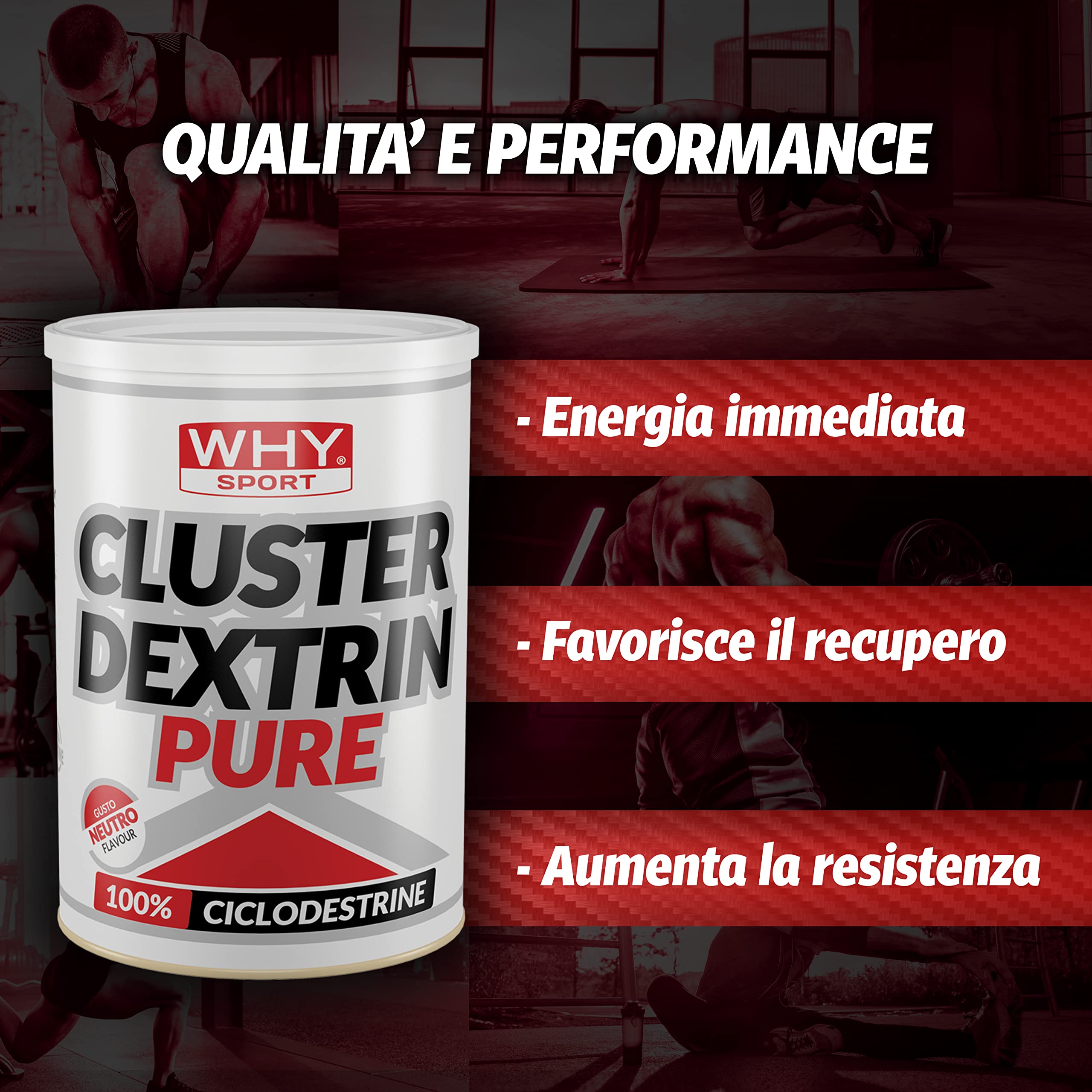 WHY SPORT CLUSTER DEXTRIN PURE - Ciclodestrine - Integratore Alimentare Energetico - 500 gr