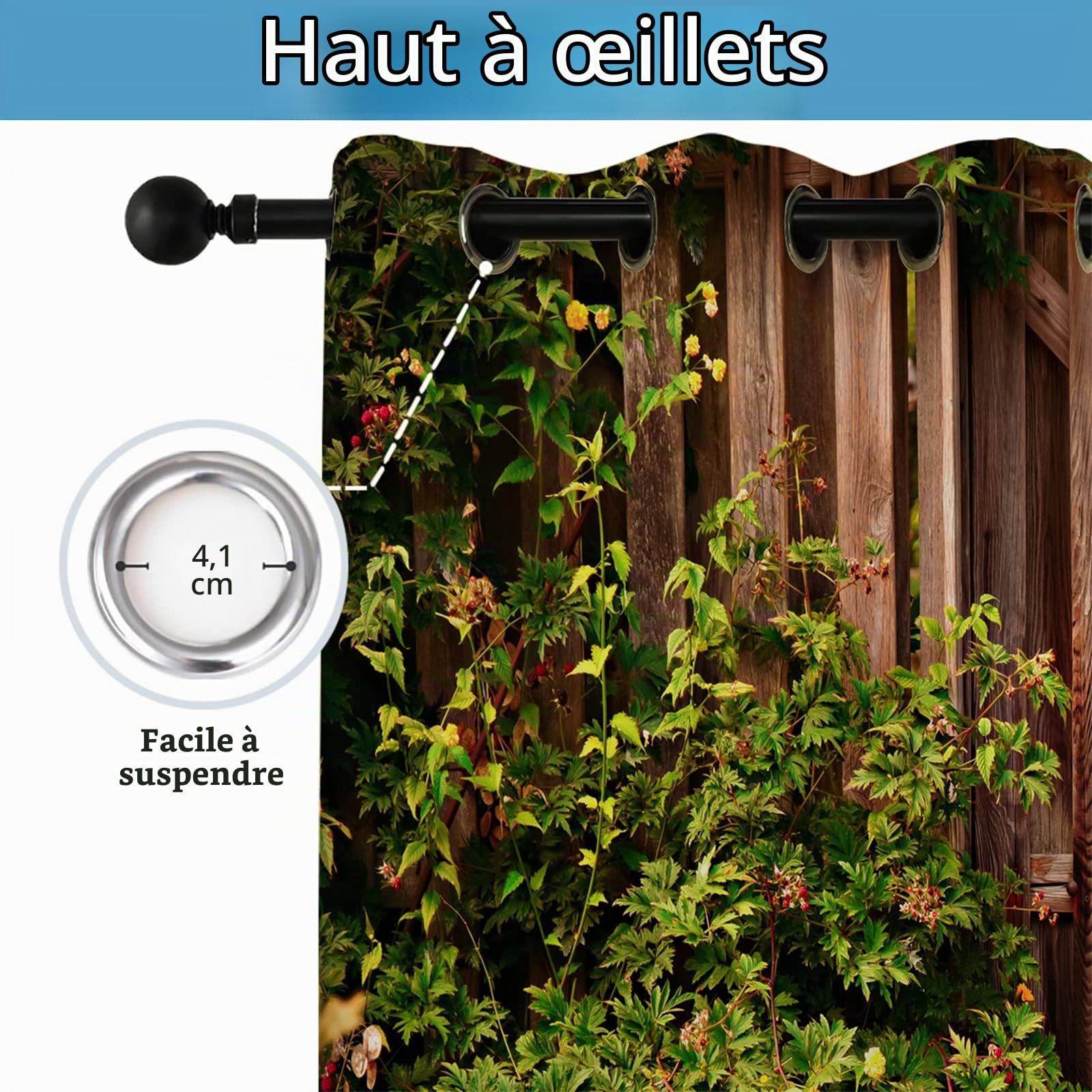 Rideaux d'extérieur Imperméable, Rideau Occultant Thermiques Rideau Exterieur Terrasse Rideau pour Pergola Tonnelle Cabane Jardin, 2 Pièces 132 x 241 cm, 3D Porte de Jardin