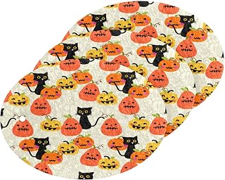 Halloween Pumpkin Cats Pattern Kitchen Sponges Autumn Orange Fall Cleaning Dish Sponges Non-Scratch Scrubber Sponge for Kitchen Bathroom Cars, pack of 3