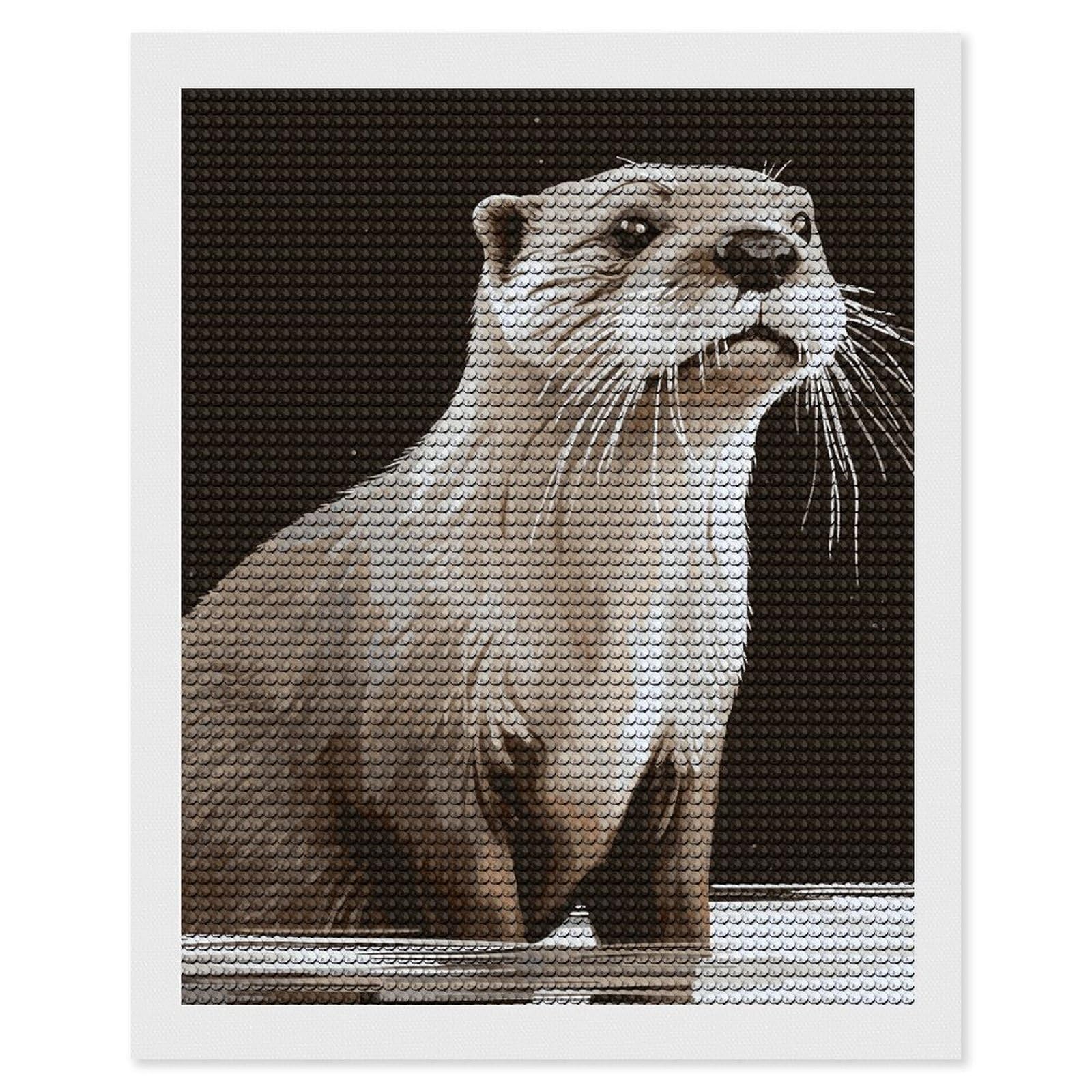 FodPand Otter 5D Diamond Painting Kits for Adults Beginners Full Drill Round Diamond Dots Pictures Gem Art Supplies for Home Wall Room Decoration DIY Craft Set Gift 16x20