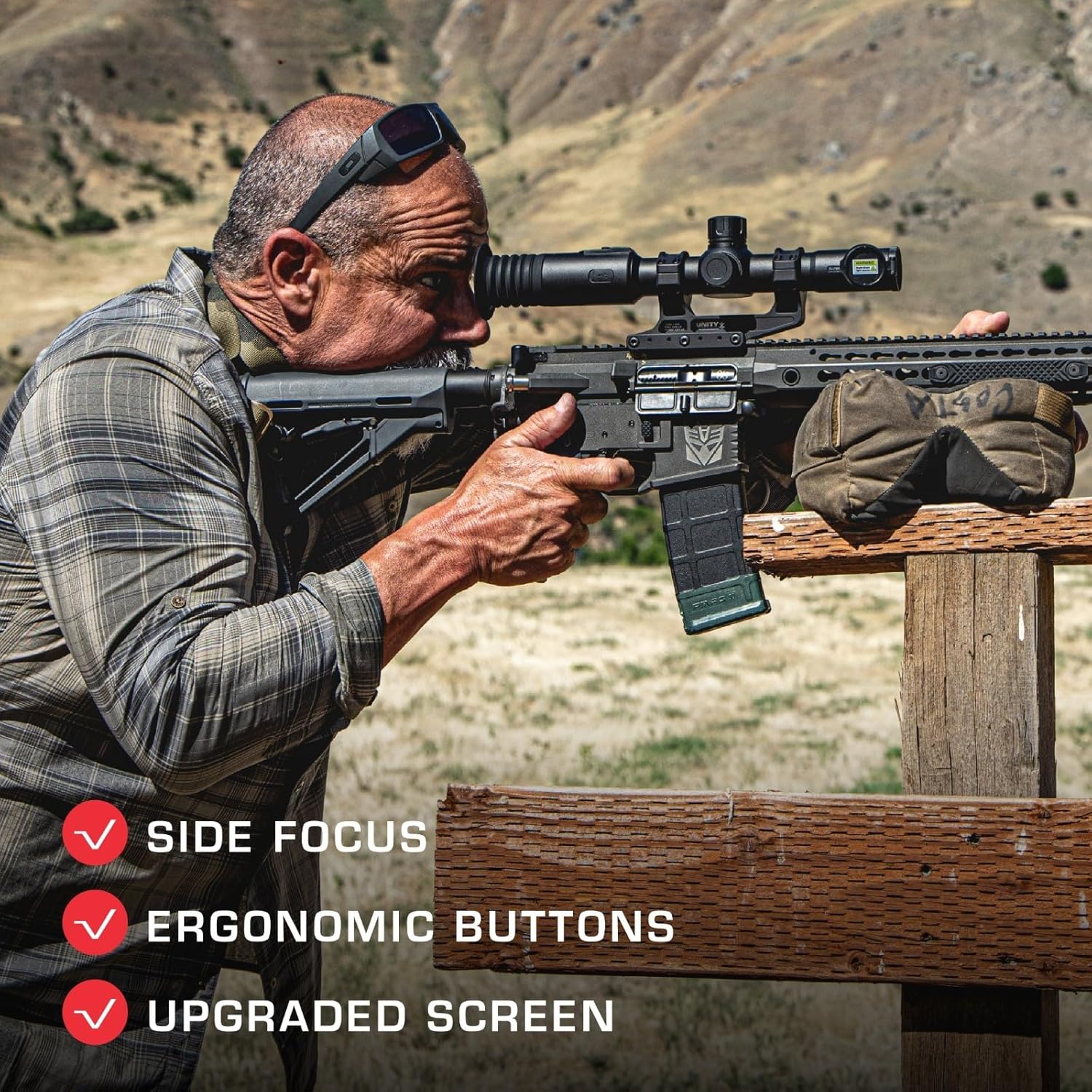 Thermal Imaging Scope 12μm 256x192High Resolution with NETD ≤25mK Sensitivity 50Hz Refresh Rate, 25mm Lens,1024×768 OLED Screen 3.6X Optical Zoom & 8X Digital Zoom with 1312 Yards Detection Range,1lb