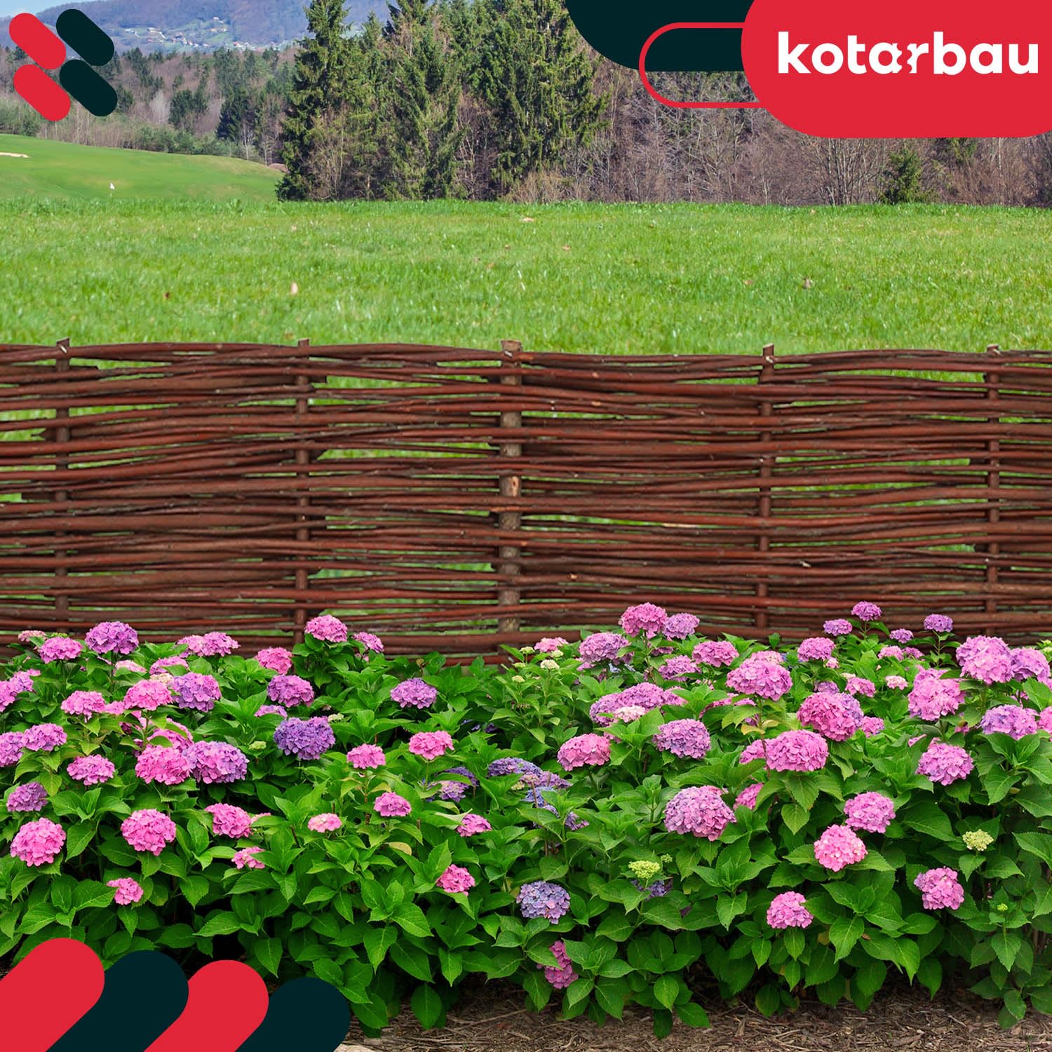 KOTARBAU® 5 pezzi Staccionata in Legno per Giardino - Recinzione in Vimini - 120 x 20 cm - Marrone - Staccionata Giardino Esterno - Steccato in Legno - Decorazione Da Esterno