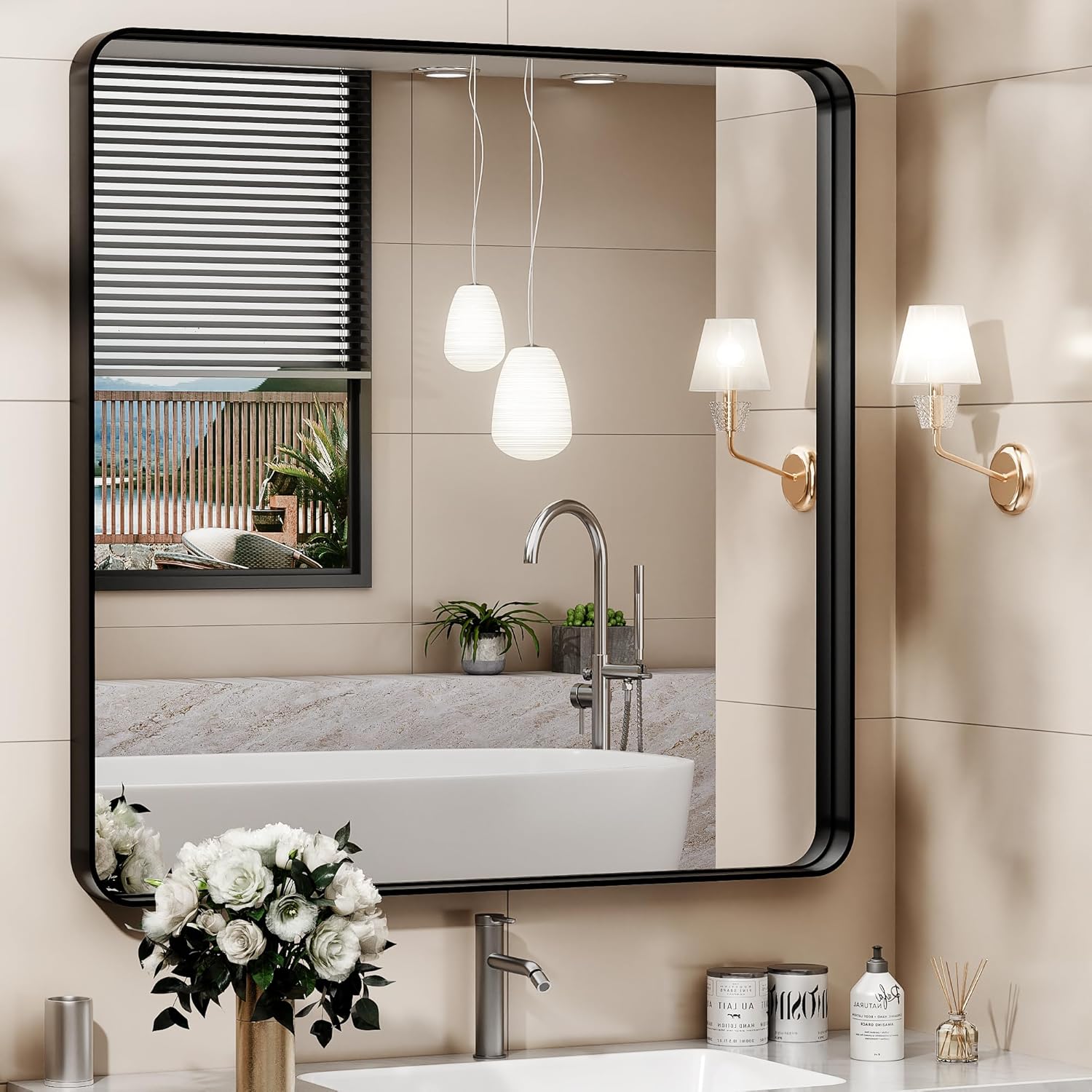 Hasipu 32x32 Inch Wall Mirror fpr Bathroom Matte Mirror