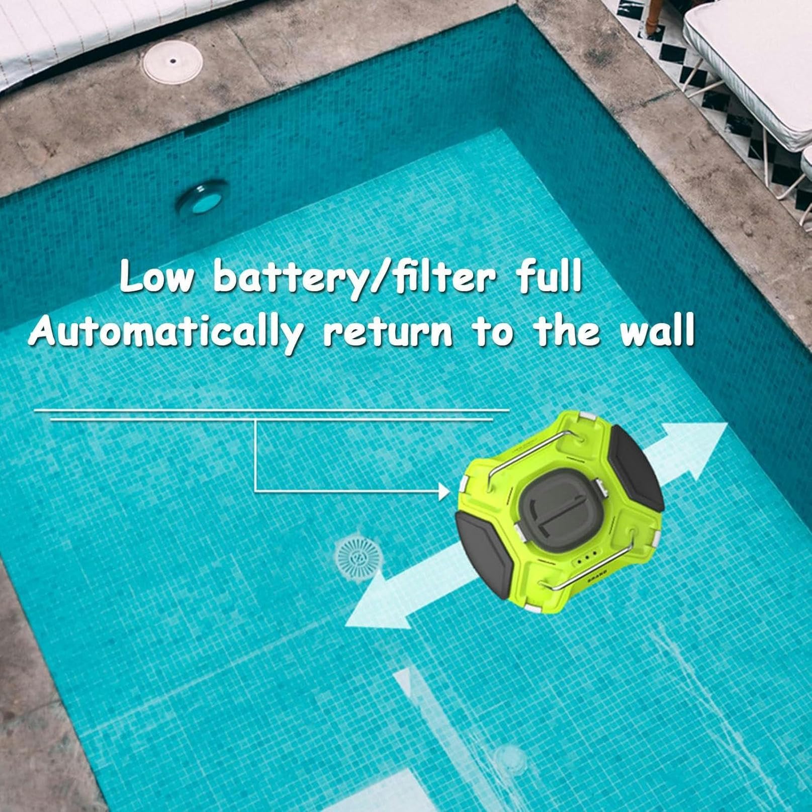 Limpiador robótico automático de piscinas, escalada de pared, contenedor de filtro masivo de carga superior, aspiradora robótica inalámbrica para piscinas en el suelo y sobre el suelo