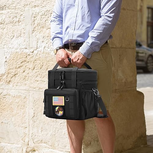 Miniatura 8 de Gafetrey Lonchera táctica grande expandible para adultos, bolsa enfriadora de almuerzo duradera con cubo de almuerzo MOLLE para el trabajo,
