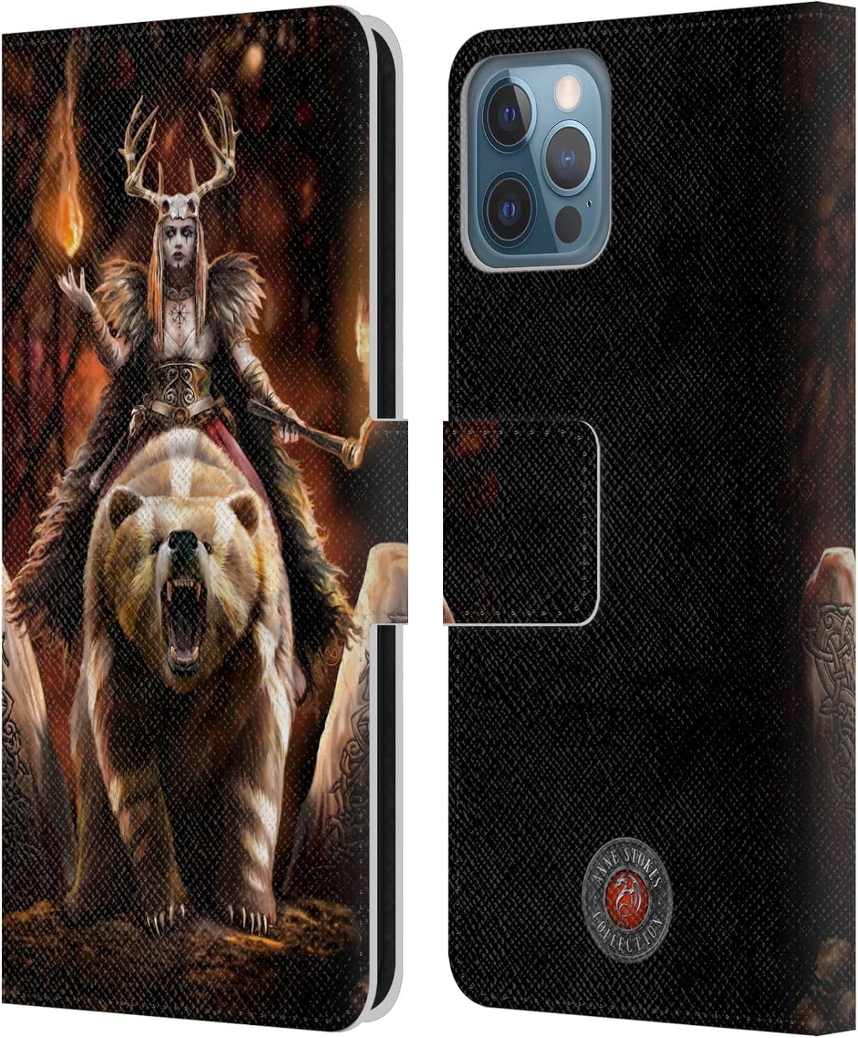 Head Case Designs Officially Licensed Anne Stokes Viking Witch Mix Fantasy Art Leather Wallet Case Compatible with Apple iPhone 12 / iPhone 12 Pro
