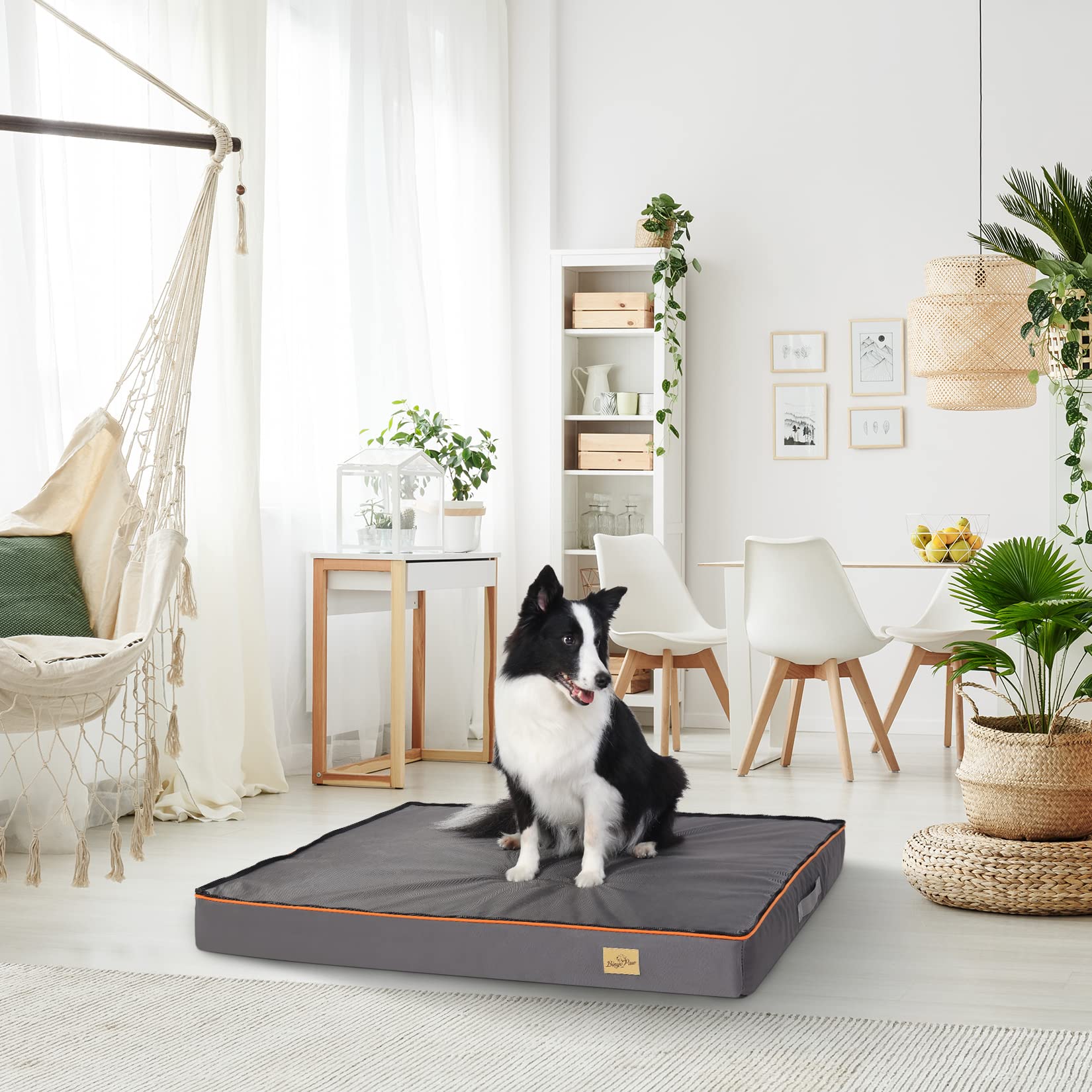 BingoPaw Cama Perro Grande Impermeable: 110x85x10cm Cama Colchoneta Colchón Perro con Funda Desenfundable y Lavable Espuma Viscoelastica Ortopedica y Manta de Felpa Suave Desmontable Armado en el Top