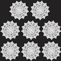 Vista 15 de 8 manteles individuales hechos a mano de ganchillo de 12 pulgadas, hechos a mano, color rosa blanca