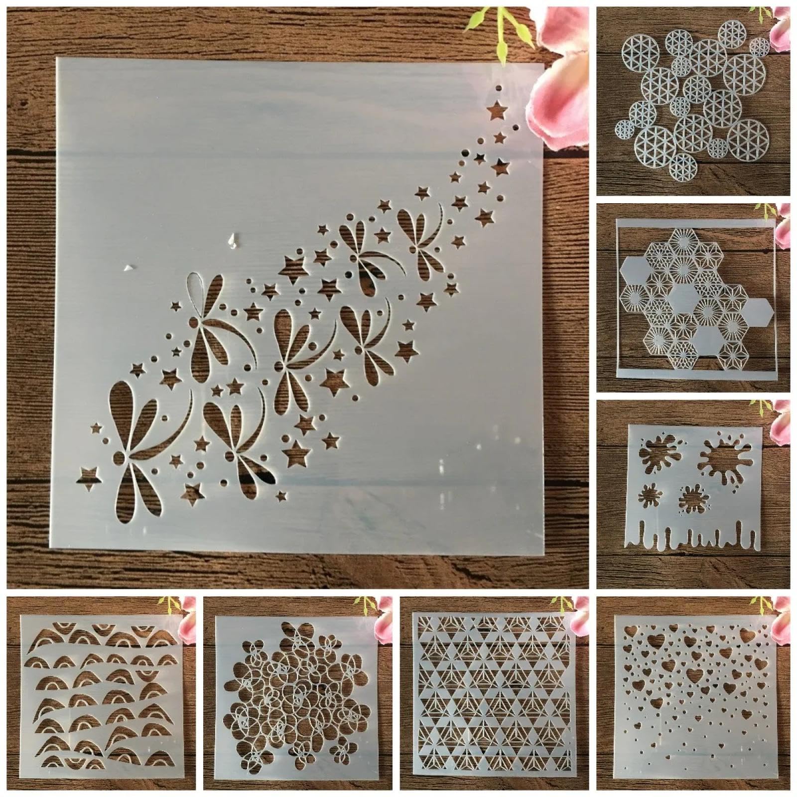 Schablonen zum Malen, 8 Stück, 13 x 13 cm, Libelle, Schmetterling, wiederverwendbare Kunstbastelschablonen für Holz, Wand, Stoff, Stein, Kreidetafel, Beschilderung, Kunstprojekte für Kartenherstellung