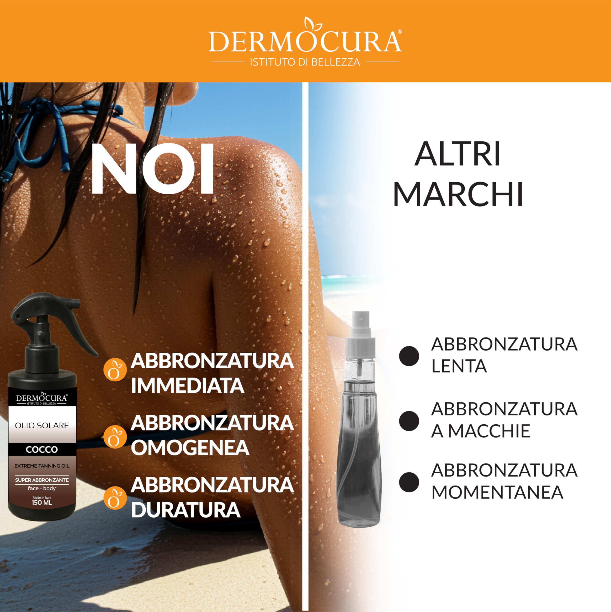 Dermocura Olio Super Abbronzante Corpo Estremo al Cocco, Spray Idroante per Abbronzatura Intensa e Lunga Durata - 150 ml
