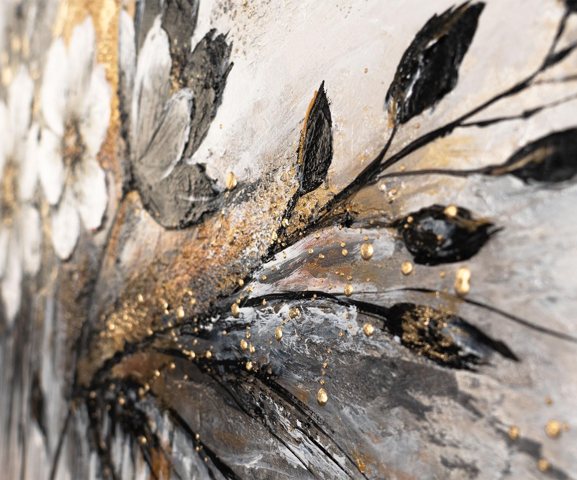 YS-Arte Pintura acrílica flores sobre lienzo serie original pintado a mano el mural sala de estar oficina moderna decoración del hogar galería imagen obra de arte imágenes con oro 115 x 50 cm