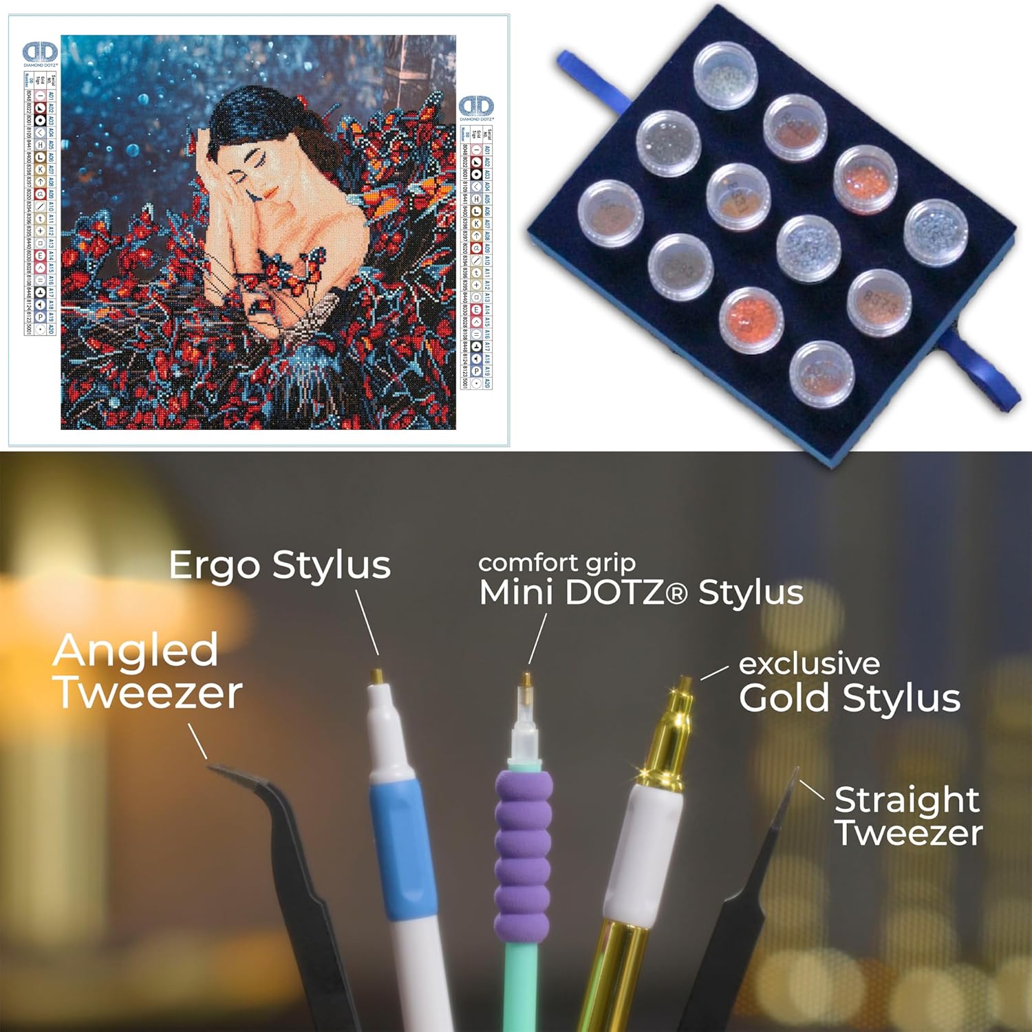 DIAMOND DOTZ Ballerina in Butterfly Dress Diamond Painting Kits for Adults - Diamond Art Kits a Relaxing Creative Craft Kit with Dotz Gems 20x20