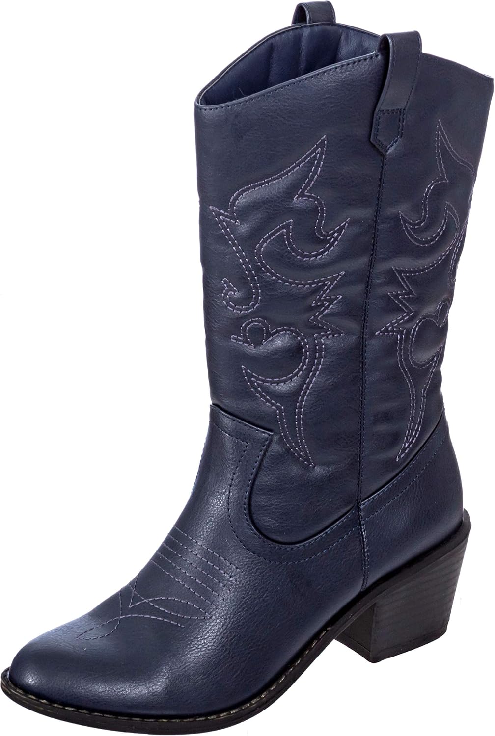 Charles Albert Cowboy Boots for Women Mid-Calf Boot Embroidered Stiching Western Cowgirl Boots Low Stacked Heel image 3