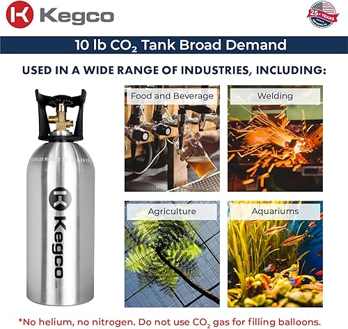 Miniatura 6 de Kegco Cilindro de Co2 Tanque de Aluminio de 10 lb