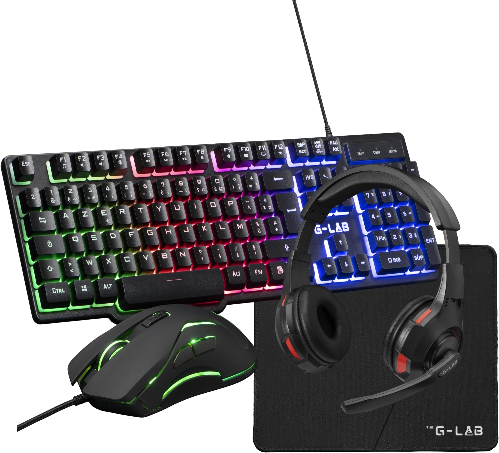 THE G-LABSulfur 4 in 1 Gaming Pack - Gaming Keyboard for Gamers RGB Mouse 3200 DPI Gaming Headphones RGB Non-Slip Mat Complete Gaming Pad for PC PS4 PS5 Xbox - New 2024