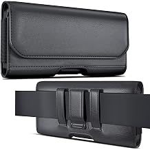 PiTau Holster for Large iPhone 16 Plus, Pro Max 15 14 13 12 11 Xs, Samsung Galaxy S25+ 5G S24+ S23+ S22+ S21+ Cell Phone Belt Case with Clip - ID Card Holder Pouch - Fits with Protective Case on