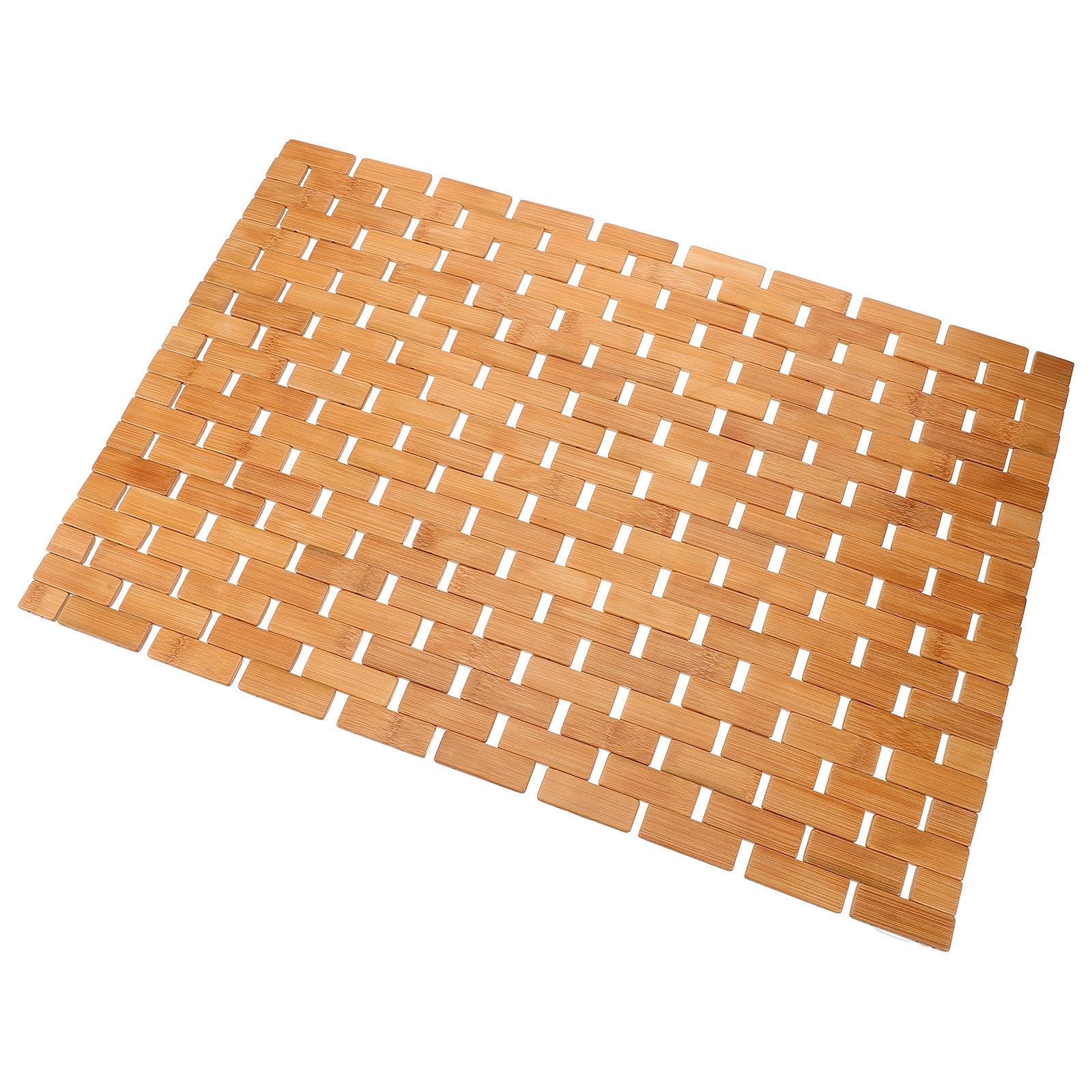 Alfombrilla de Ducha de Bambú Antideslizante, Color Caqui | Superficie Lisa, Uso en Dormitorio y Cuarto Infantil, Formato Tejida a Mano