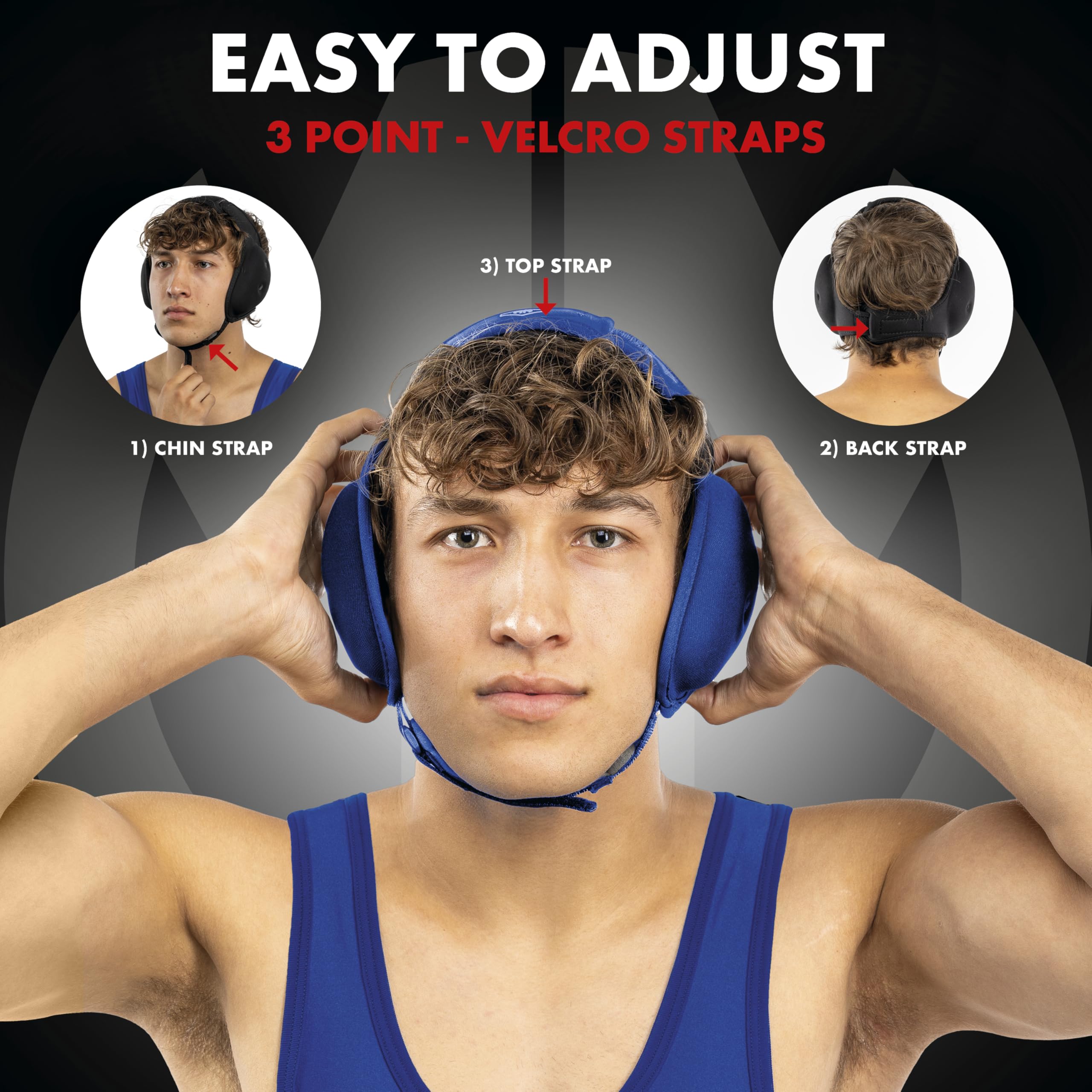 Matman Equipo de Cabeza de Lucha Libre Ultra Suave Ajustable, Protector de oídos, Adulto Joven