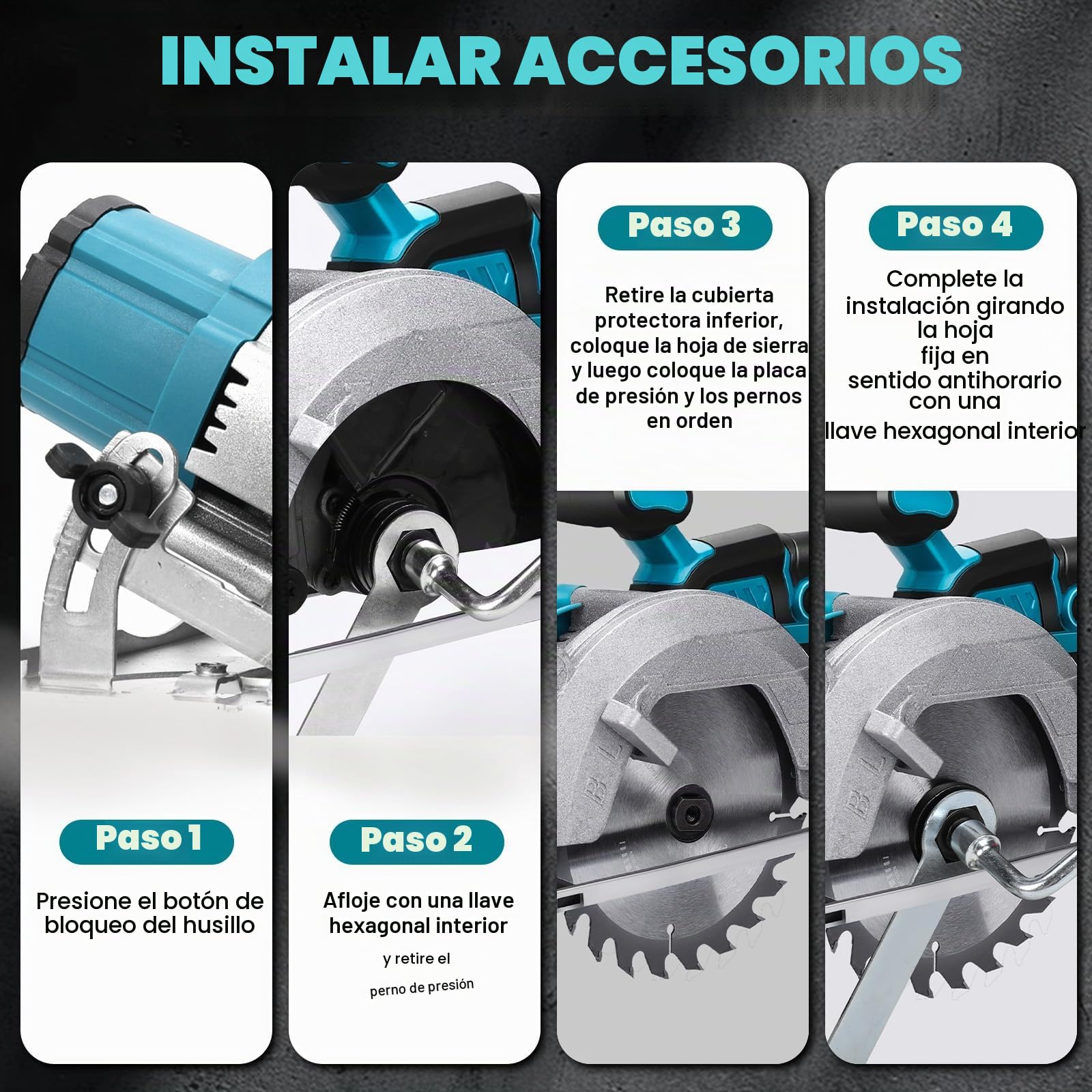 Sierra circular inalámbrica compatible con batería de litio Makita de 18 V, mini sierra circular sin escobillas con 2 hojas de sierra (140 mm), con corte diagonal, 6200 RPM, ideal para cortar madera
