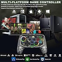 Vista 2 de arVin Switch Controller, Wireless Switch Pro Controllers for SwitchLiteOLEDPS4PS3PCiOSAndroid Remote Gaempad Joystick with 9-Colors RGB Light6-Axis