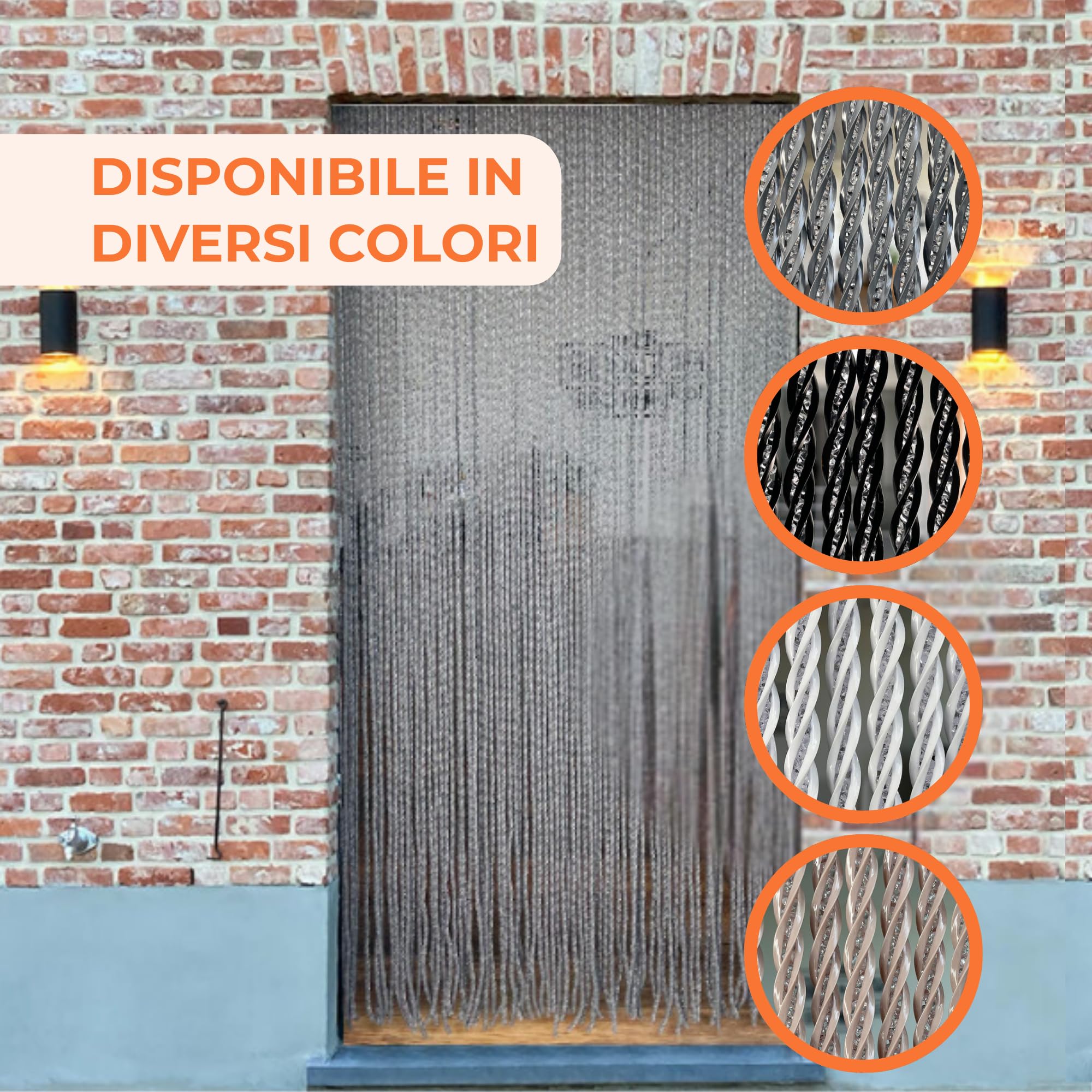 Trente Rideau de Porte Luxe Magnifico Anthracite - Différentes Tailles, 90 x 210 cm
