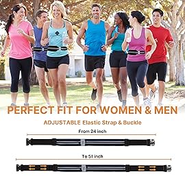 Running Belt for Women and Men, Waterproof Phone Holder for Running, Reflective 2-Pocket Waist Pack for Storing Runners Essentials Safely, Running Fanny Pack Fits Most Phones, Adjustable Belt Bag