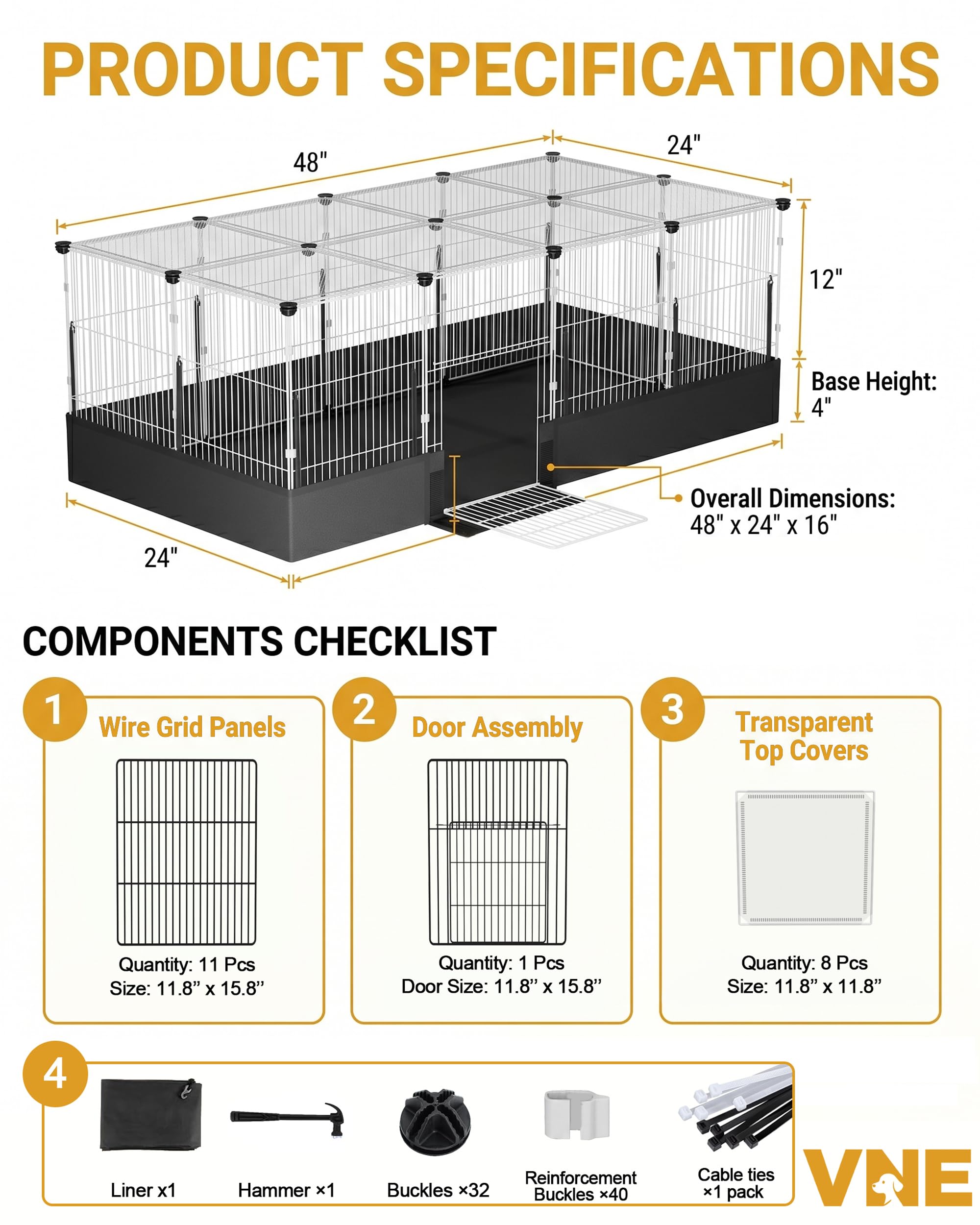 Guinea Pig Playpen - Expandable & Waterproof -7