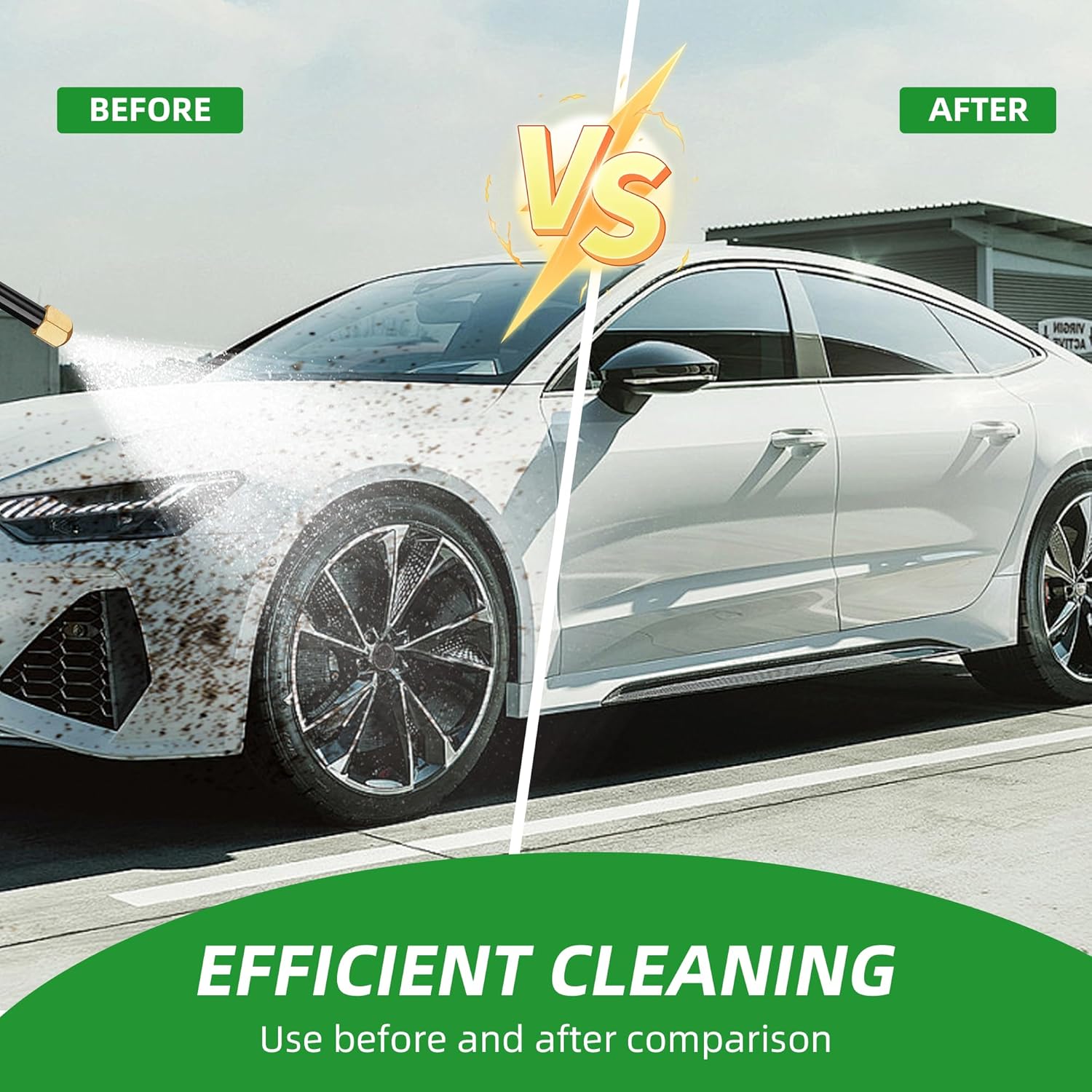 Jet Nozzle High Pressure Hose Nozzle for Garden Hose，Hydro Jet Nozzle Power Washer Wand for Garden Hose with 2 Different Nozzles and Quick Connectors for Car, Patio, Window Washing, Black