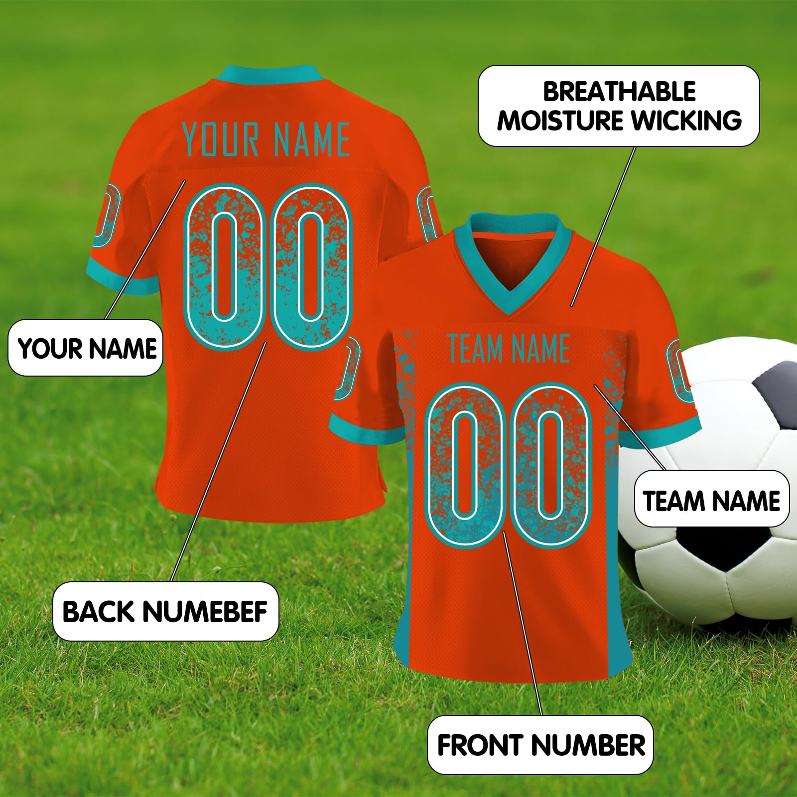 Custom Football Jersey Personalized Football Uniform Team Name Number T Shirts Customized for Men Youth Women Fans Gifts