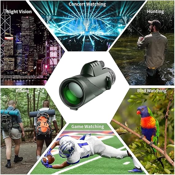 Monoküler Teleskop, 80x100 Full HD Yüksek Çözünürlük, 10 Km Görüş Mesafesi, 52 mm Objektif Lens Çapı, Gece Görüş Destekli, Tripod ve Taşıma Çantalı, Telefon Tutuculu Profesyonel Monoküler Dürbün
