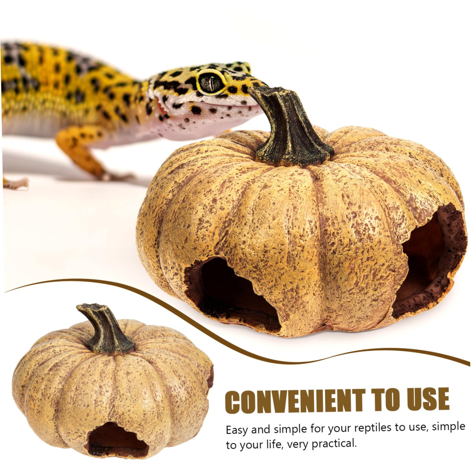 Decorativa Caverna Per Rettili Finta Forma Di Zucca Rifugio Delicato Per Terrario Nascondiglio Multifunzionale Per Animali Esotici e Betta Design Realistico Per Decorazioni