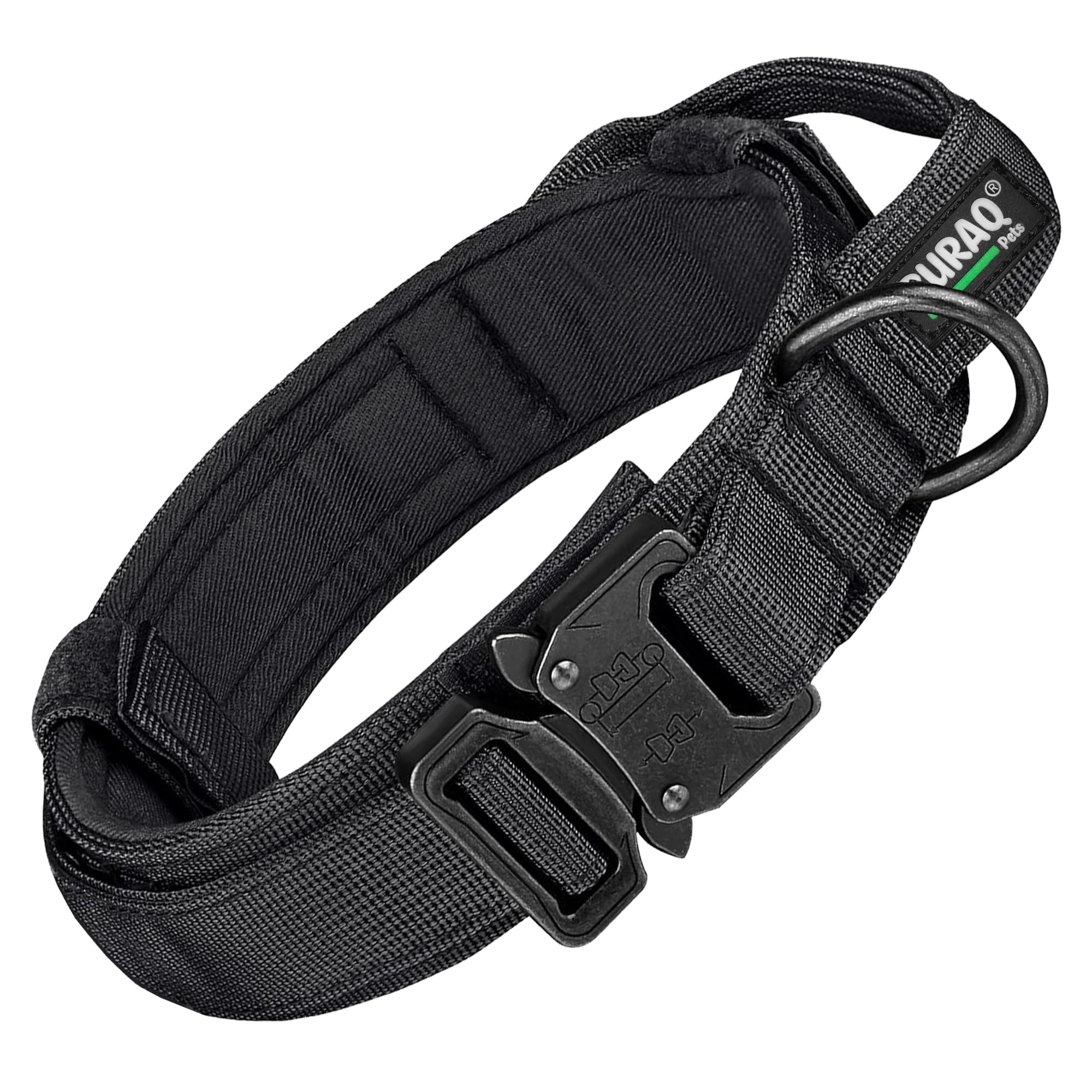 Buraq Heavy Duty Tactical Dog Collar – Military Style Adjustable Nylon Collar with Metal Buckle & D-Ring, Soft Padded Training Collar for Medium & Large Dogs, Secure Control for Walking (Black, L)-image-34