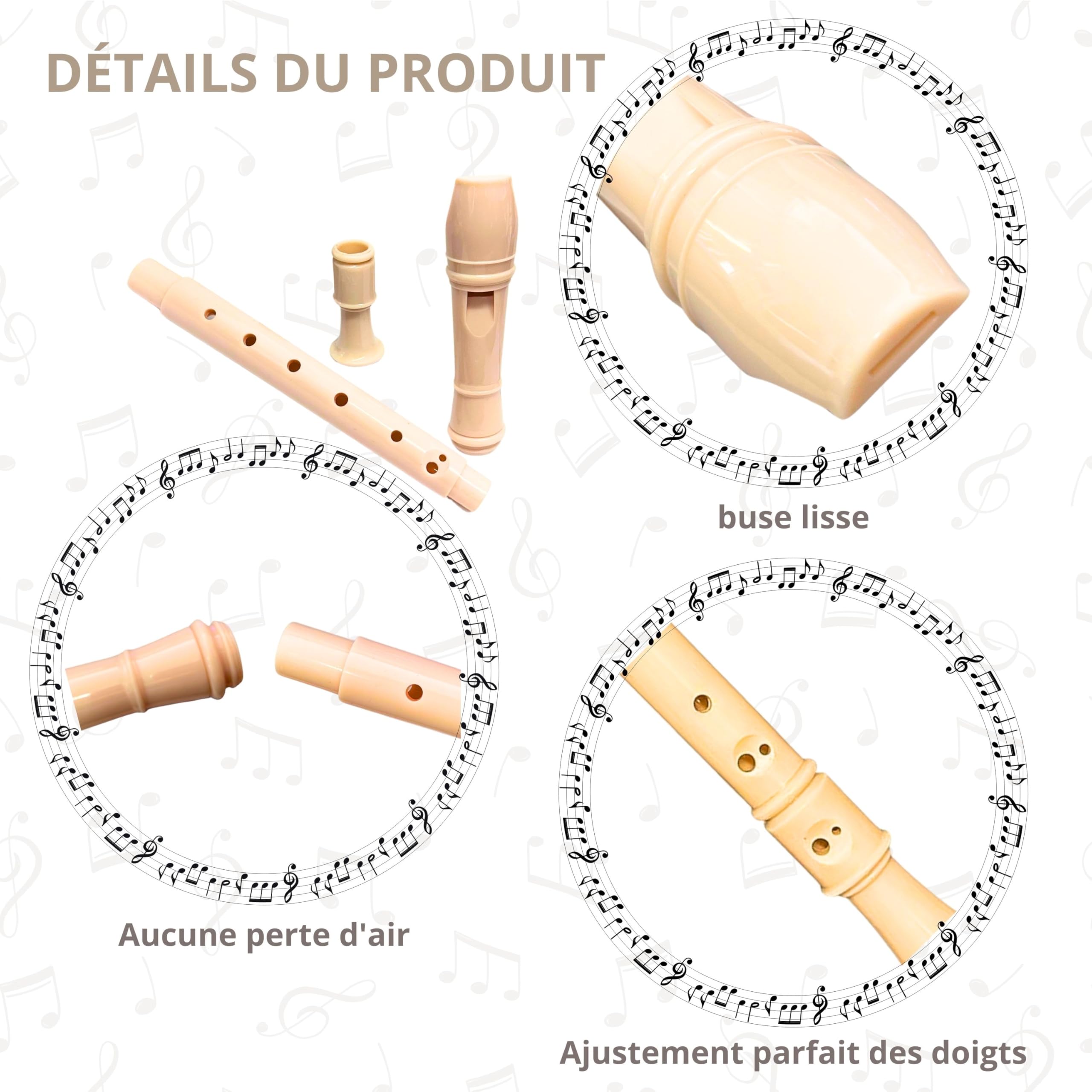 Soprano Recorder Pack with School Flute Cleaner, Finger Board and Case School Flute Case - Image 4