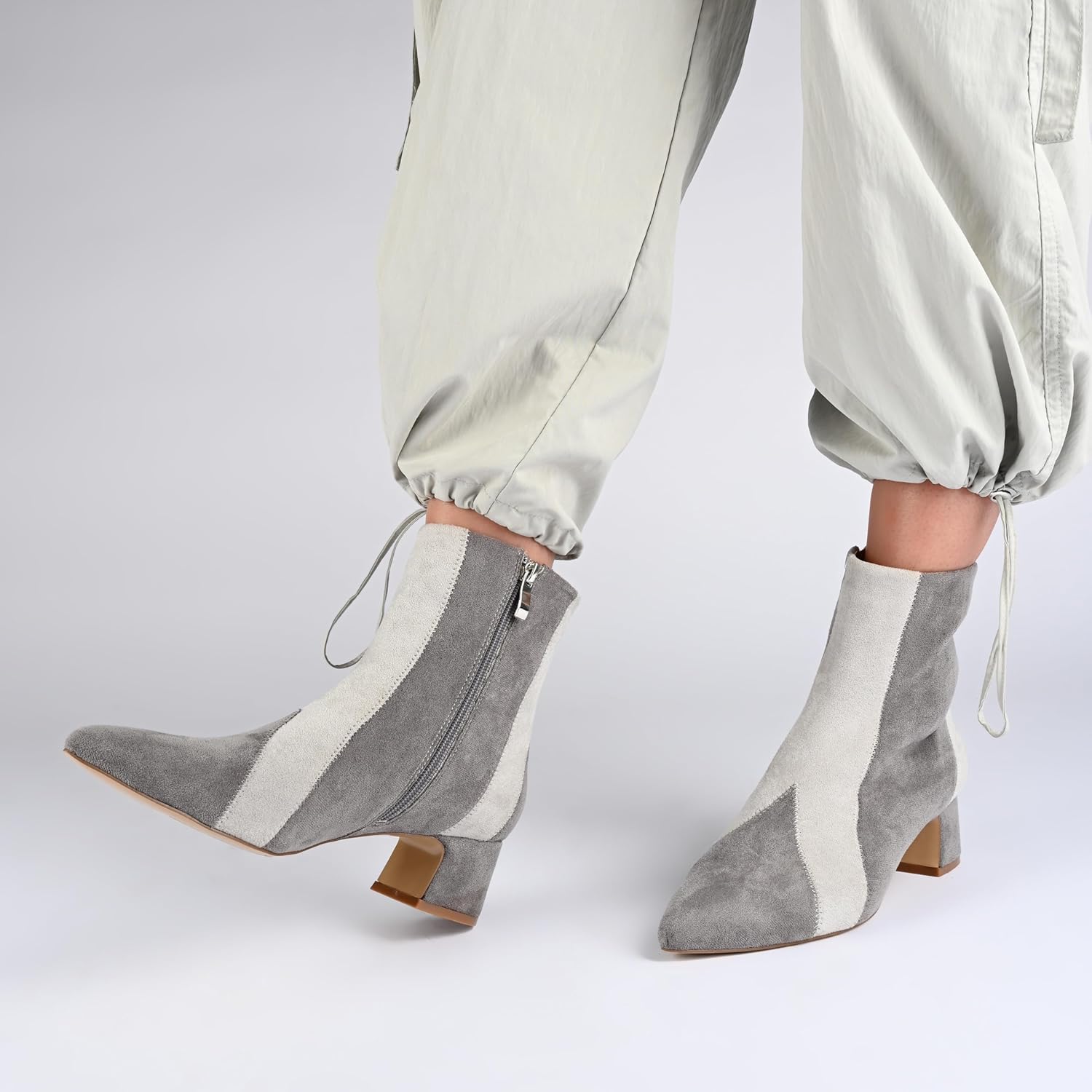 Faux Suede Block Heel Ankle Bootie by Journee Collection